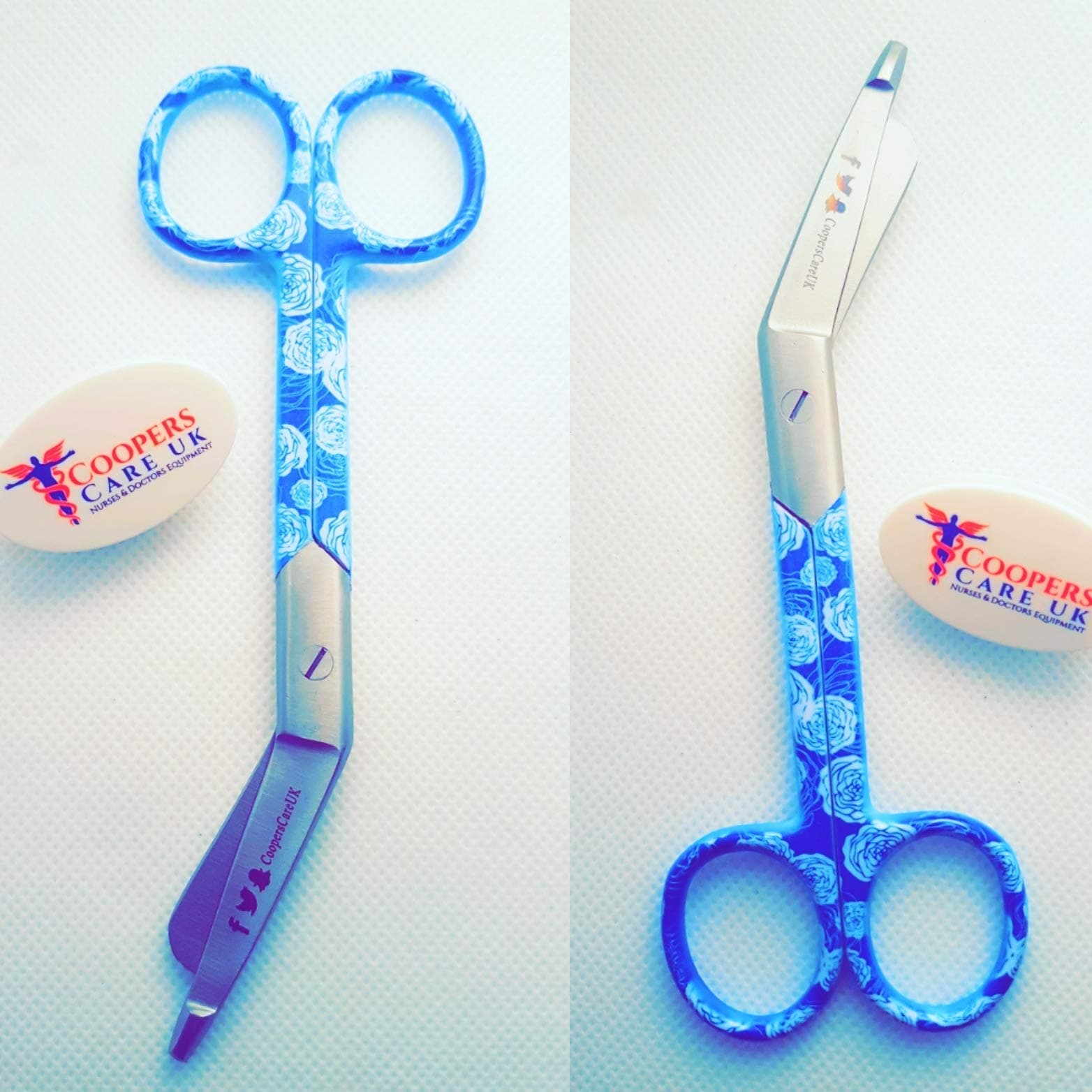 Blue Rose Pattern Vet Nurse Veterinary Bandage Scissors Coopers Care UK
