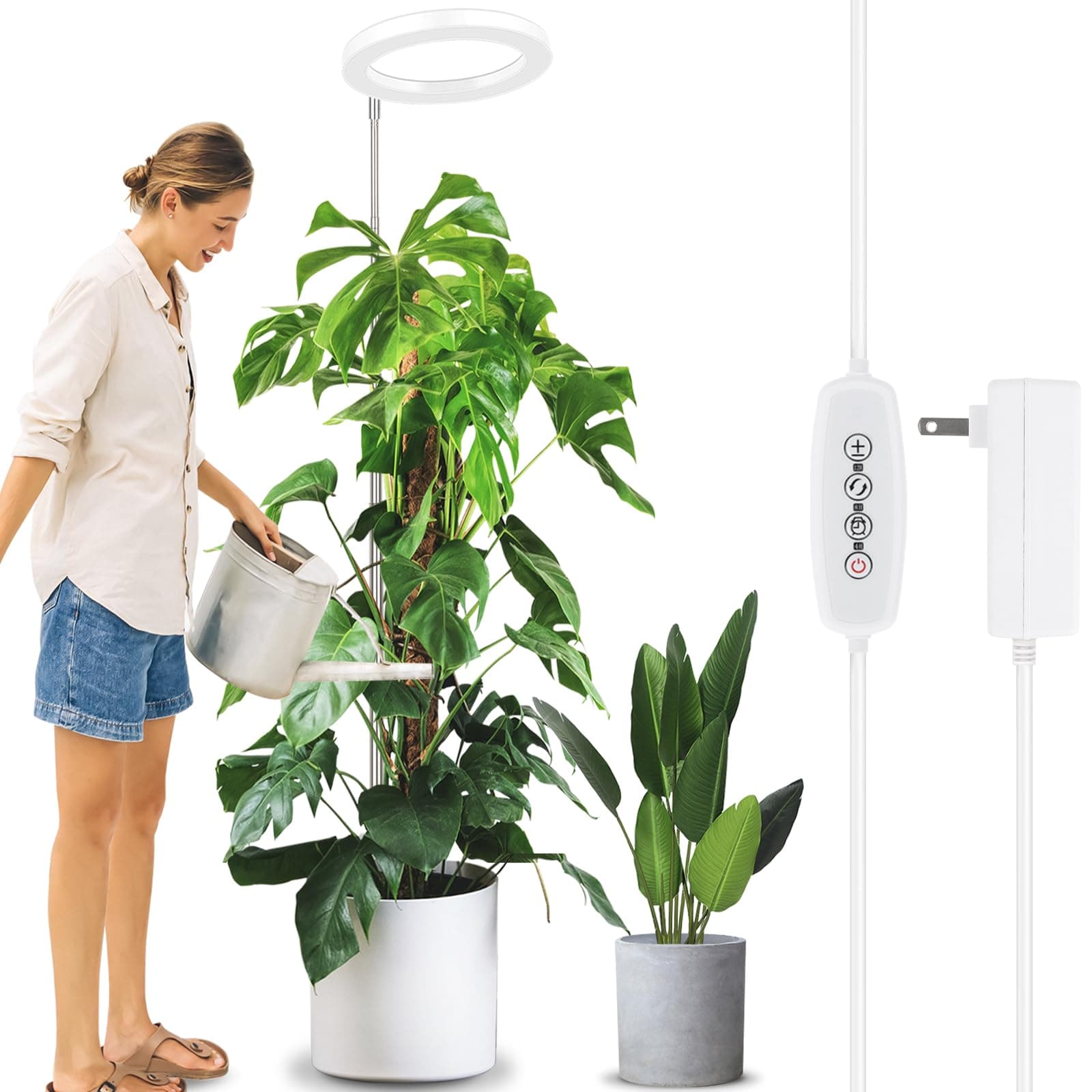 LORDEM 10" Grow Light for Indoor Plants, Full Spectrum Plant Lamp with160 LEDs, 4H/8H/12H Timer, 10 Dimmable Levels, 3 Spectrum Modes, Height Adjustable 61", Ideal for Growing Large Tall Plants