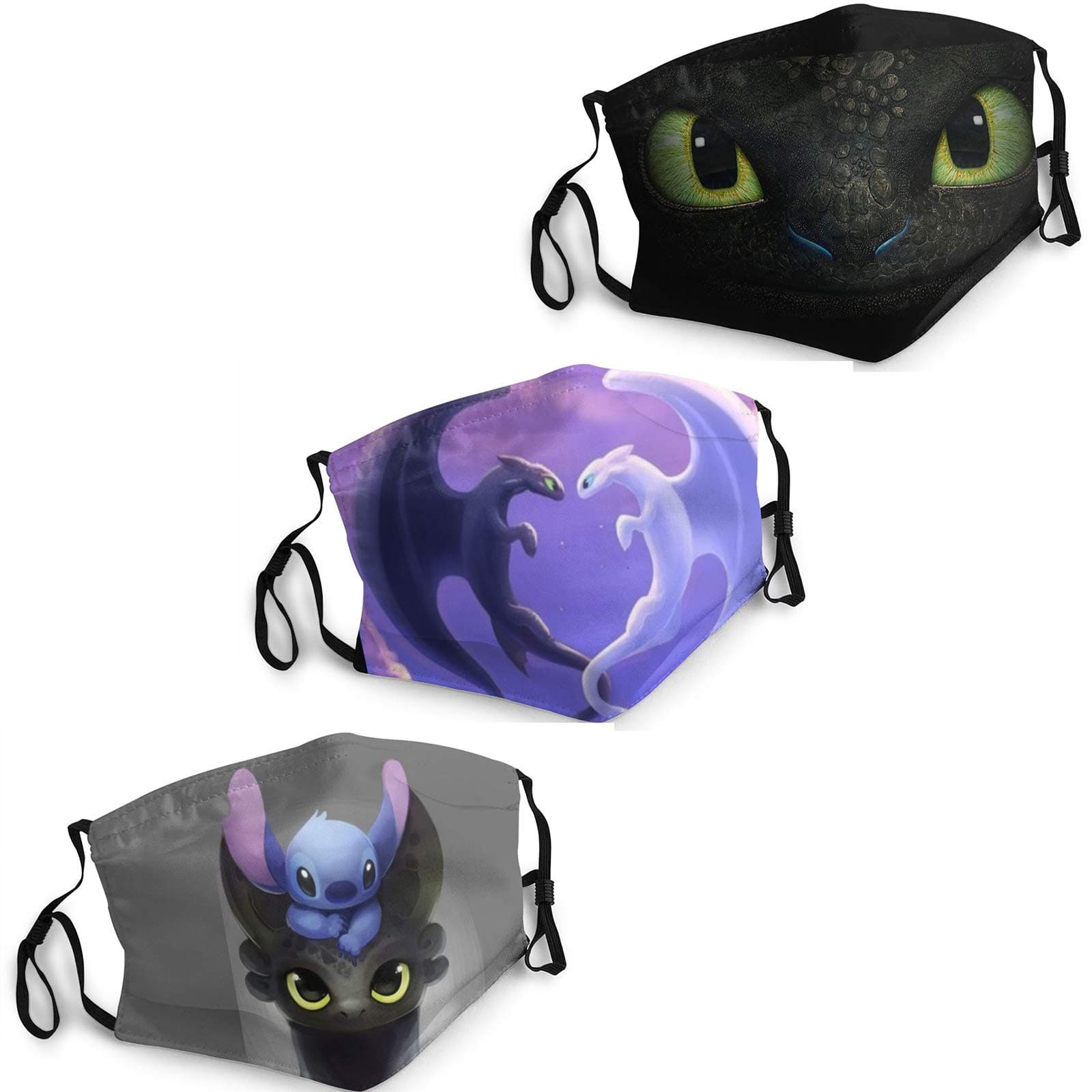 Toothless Face mask Adjustable Comfortable Safety Mask for Home, Office, School, and Outdoors Black, One Size