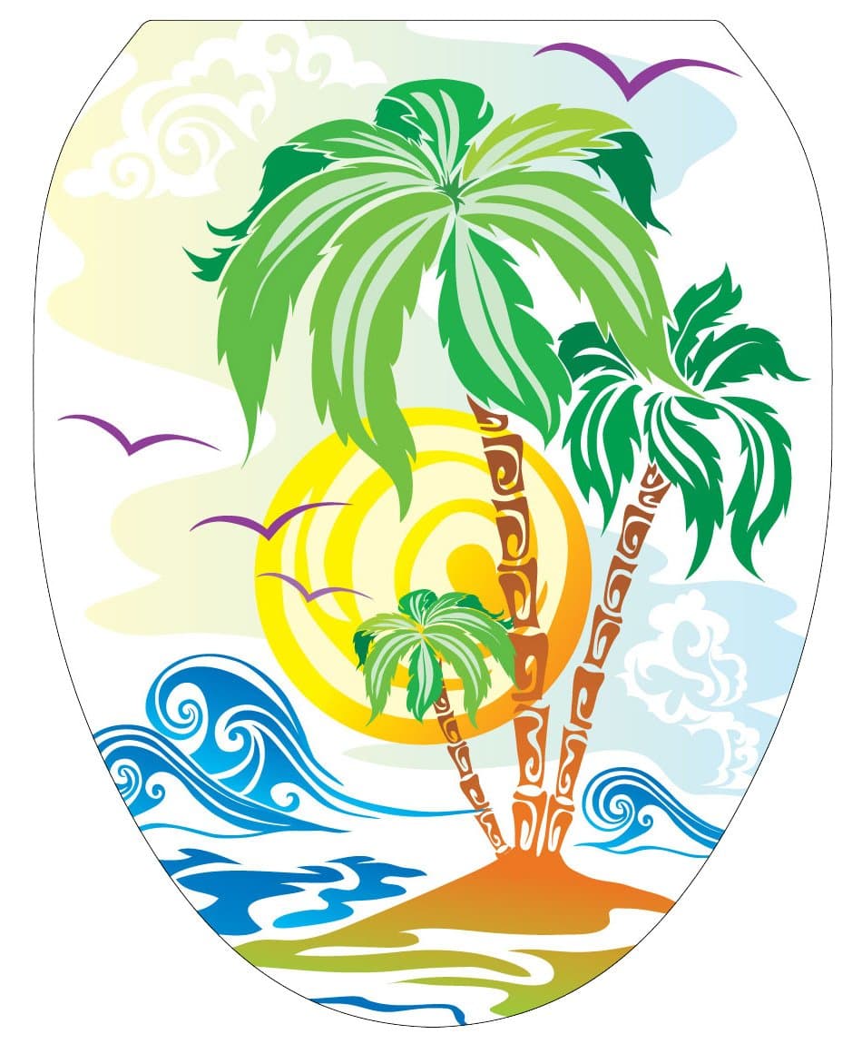 Toilet Seat Cover Decal, Catch The Wave, Size Elongated