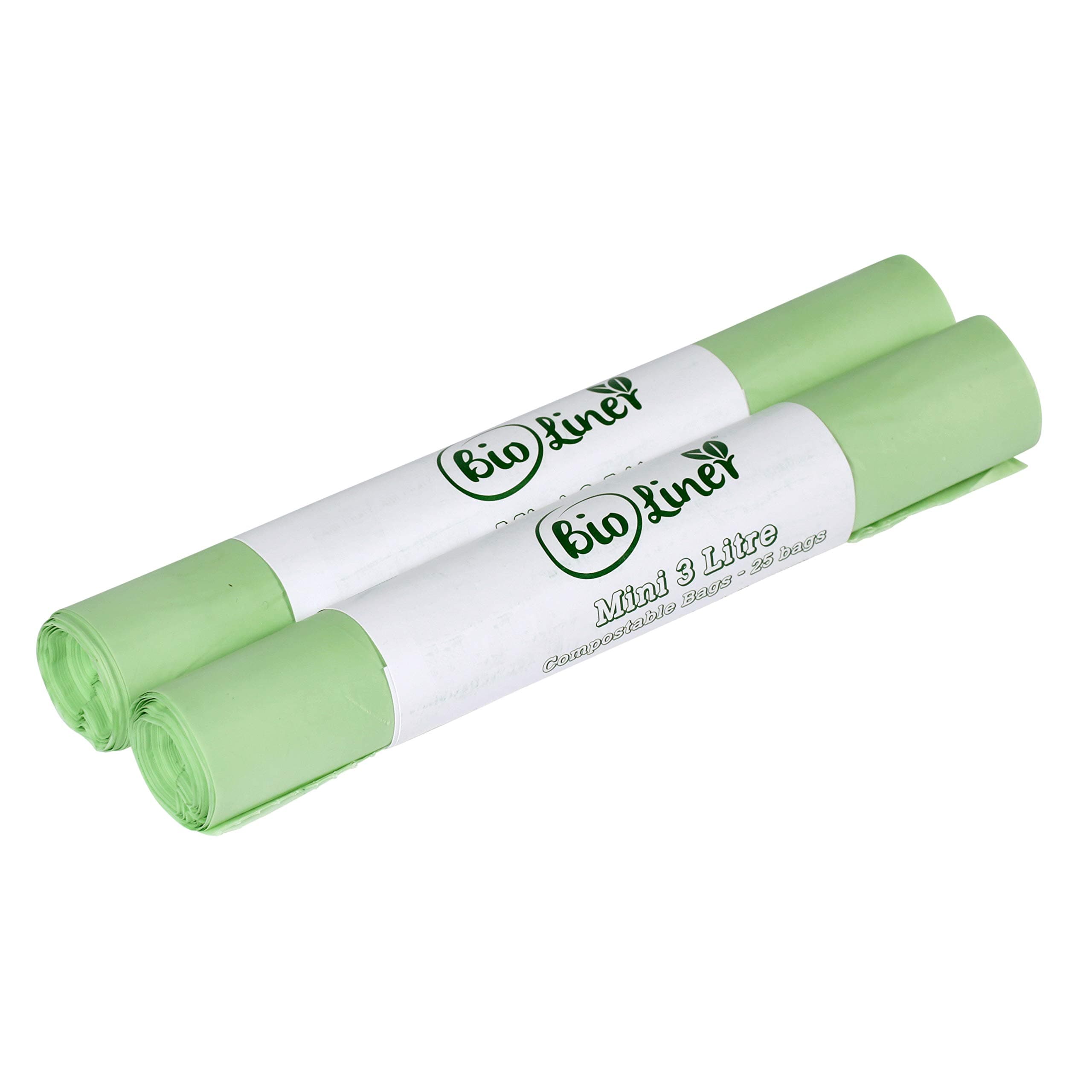 Mini 3L Compostable Caddy Bags - 50 liners - Kitchen Worktop Compost Food Waste Bin Liners for EN13432