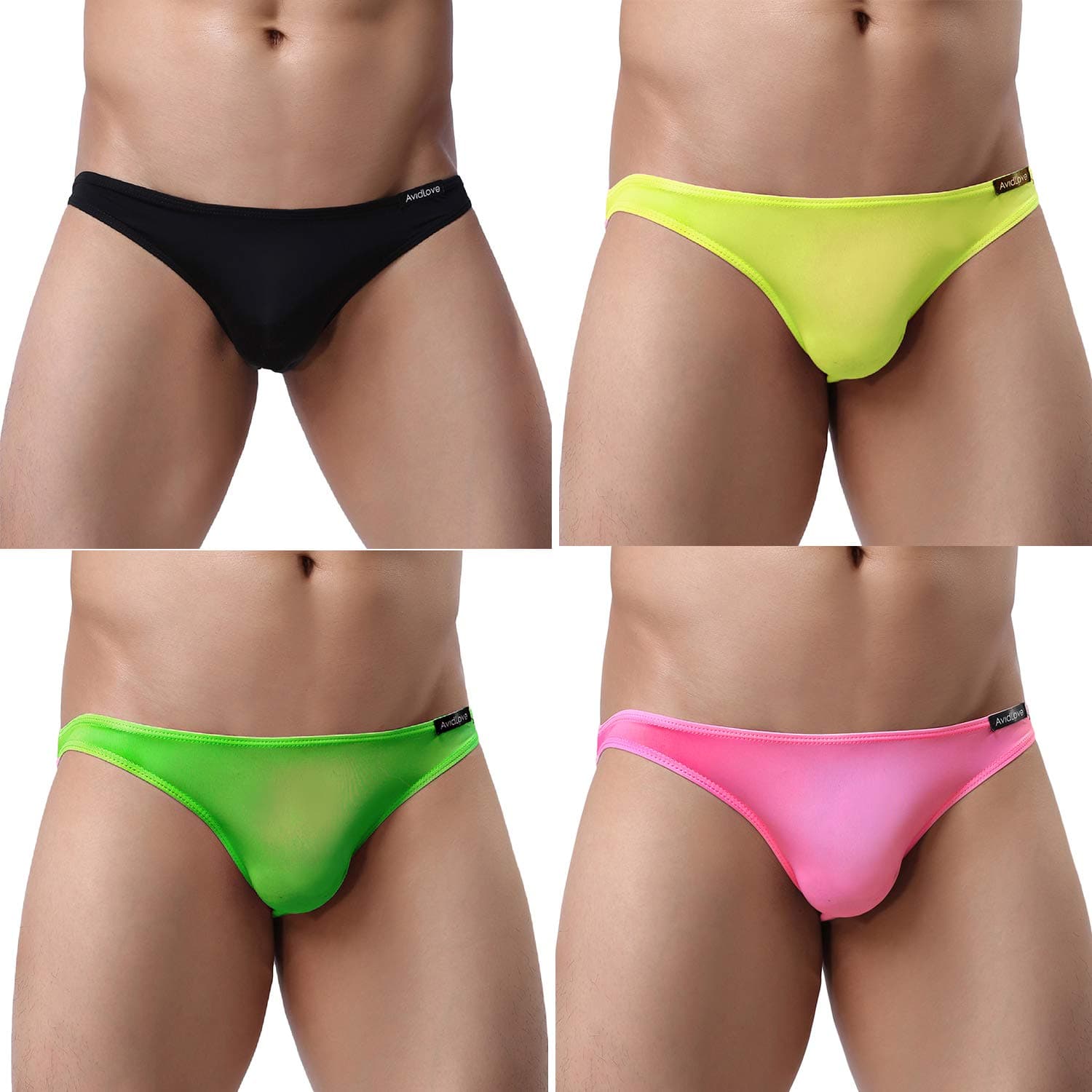 AvidloveUnderwear Men's 4 Pack Classic Low Rise Stretchy Hip Briefs Bikini