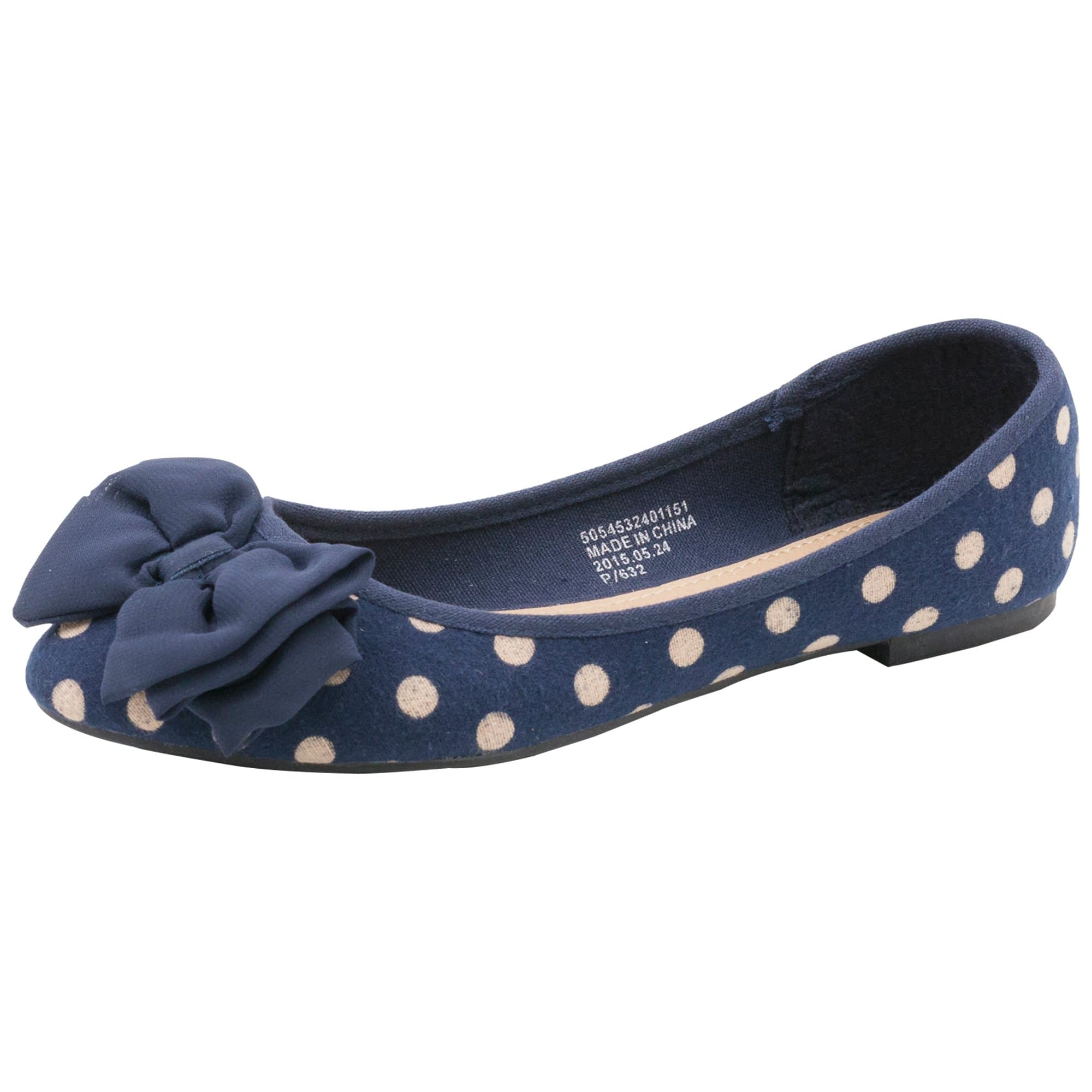 Spaceway Women's Ballet Flats with Bow (6 B(M) US) Navy Blue