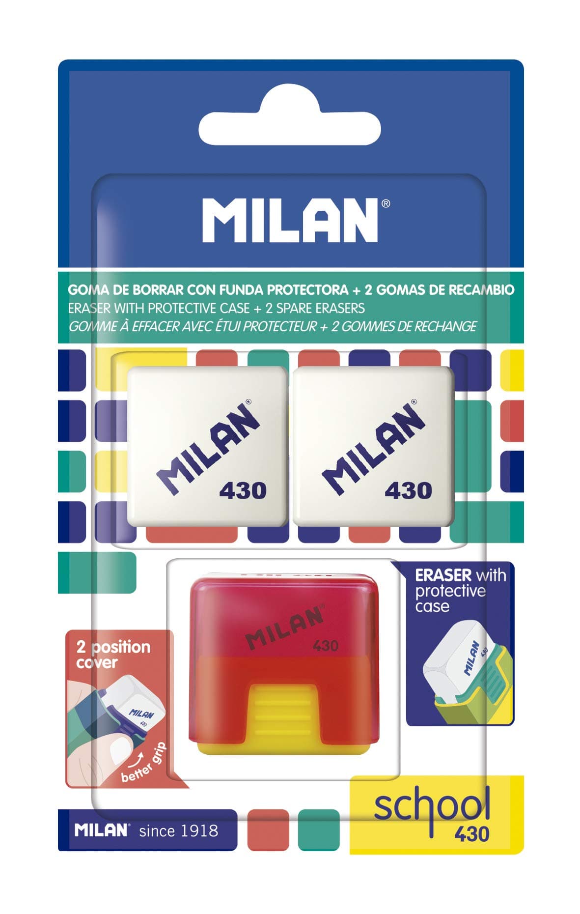 Milan BYM10330 School 430 Blister Rubber with Replacement Rubber