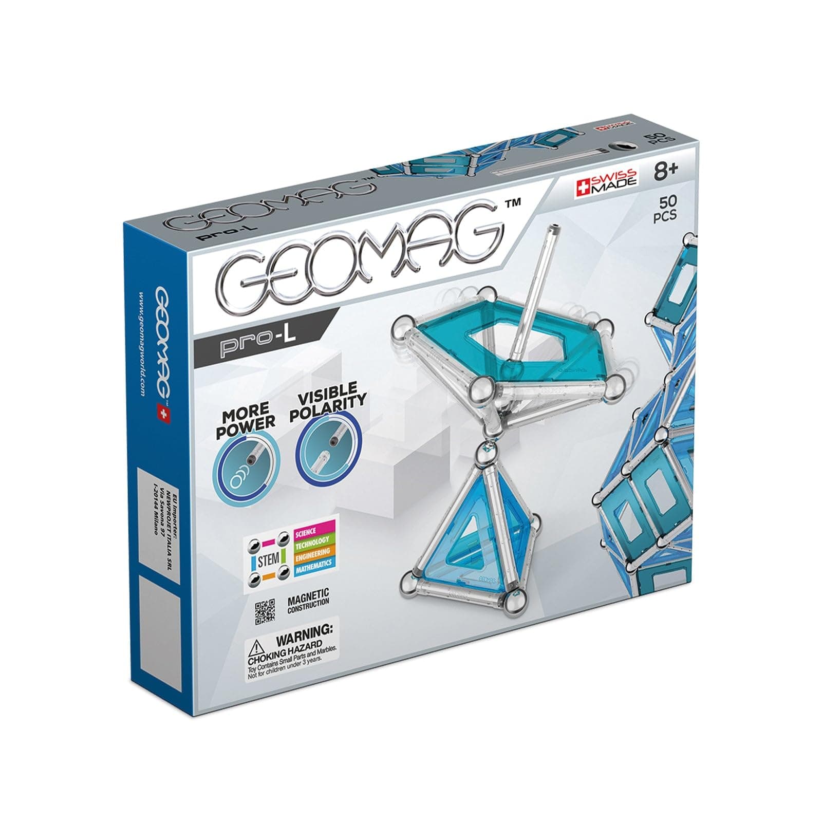 Geomag 022 Pro-L Panel Kit, 50 Piece Magnetic Construction Set, Toys, Building Multicolour