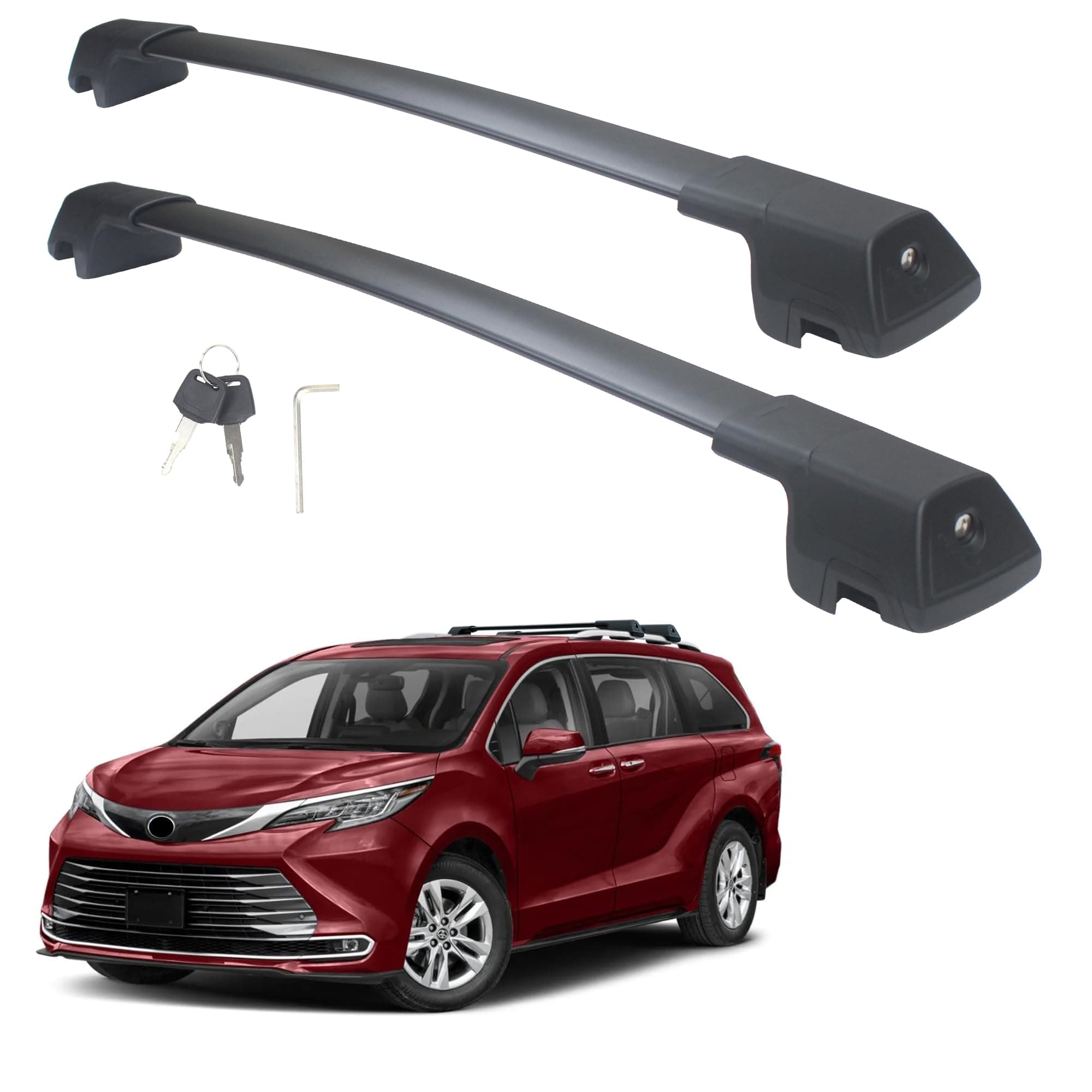 Autekcomma 260lb Heavy Duty Lockable Roof Rack Cross Bars Replacement for Toyota Sienna 2021-2025 Black Matte with Anti-Theft Lock (ONLY FIT Factory Raised Side Rails)