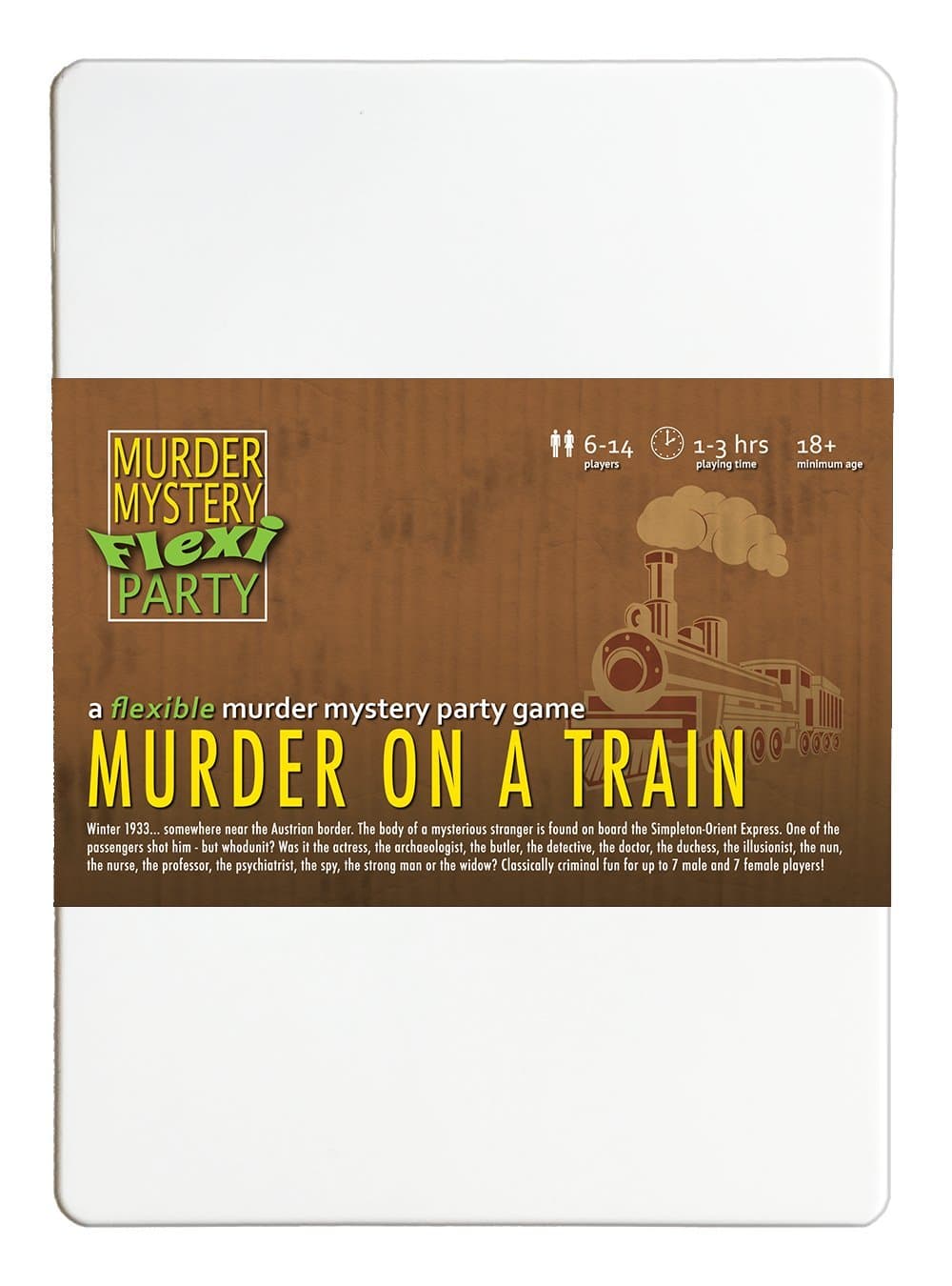 Murder Mystery Flexi Party Murder on a Train 6-14 Player Dinner Party Game
