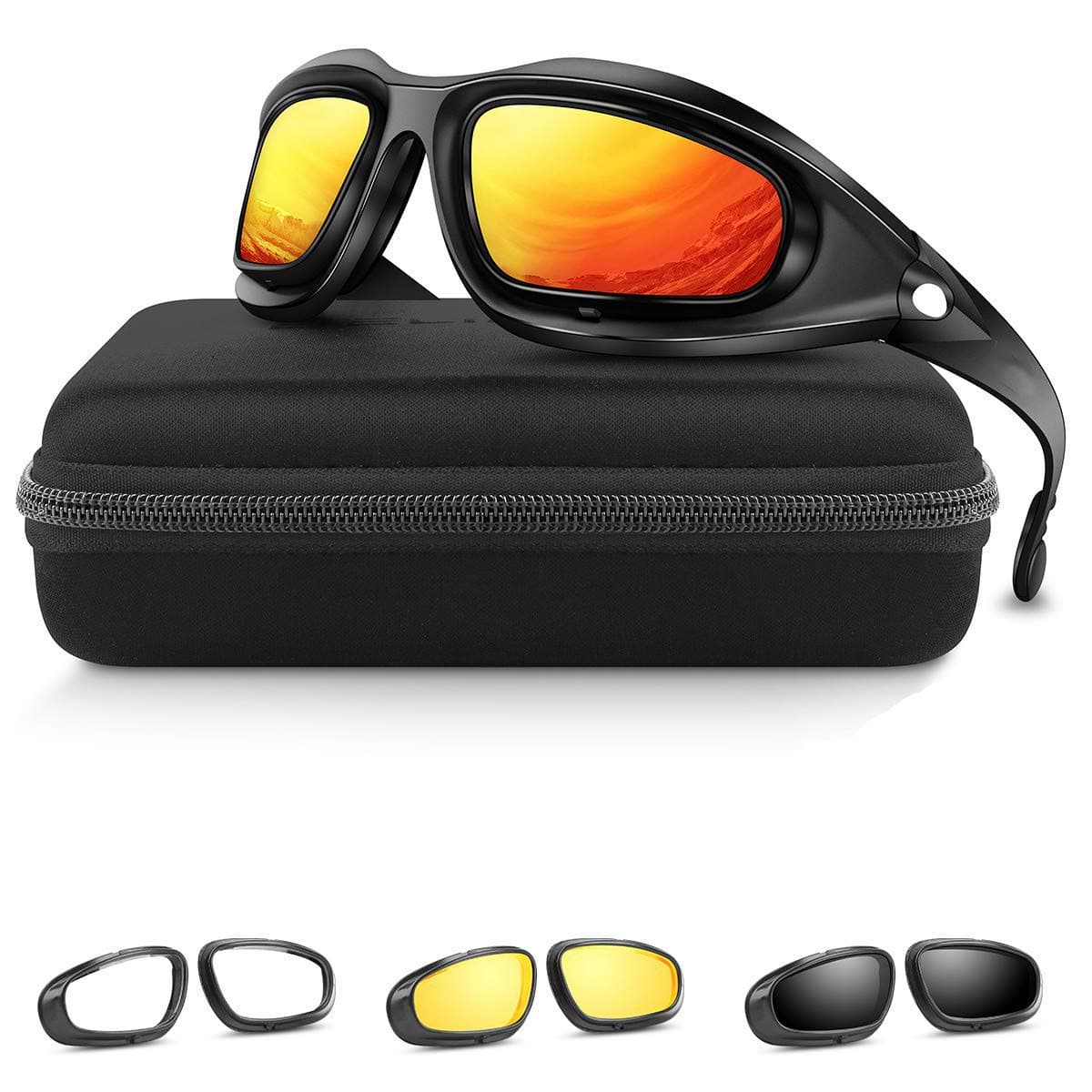 Military Goggles Tactical Polarized Sports Sunglasses for Men Women - Polarized Army Sunglasses Goggles with 4 Interchangeable Lens - UV Protection for Running Cycling Fishing