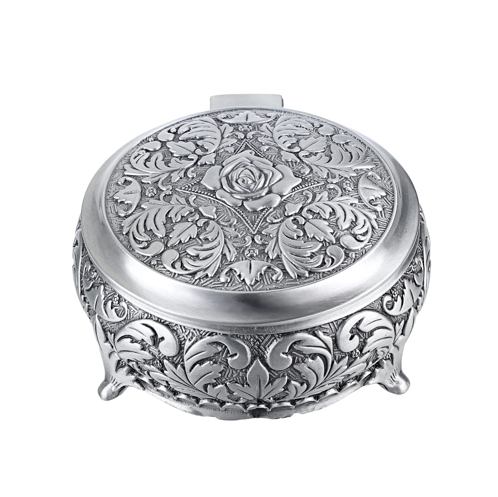 Hipiwe Metal Jewelry Box Vintage Ring Holder Trinket Organizer Small Round Earring Necklace Storage Box Jewelry Display Box Keepsake Box Decorative Jewelry Box Gift for Women