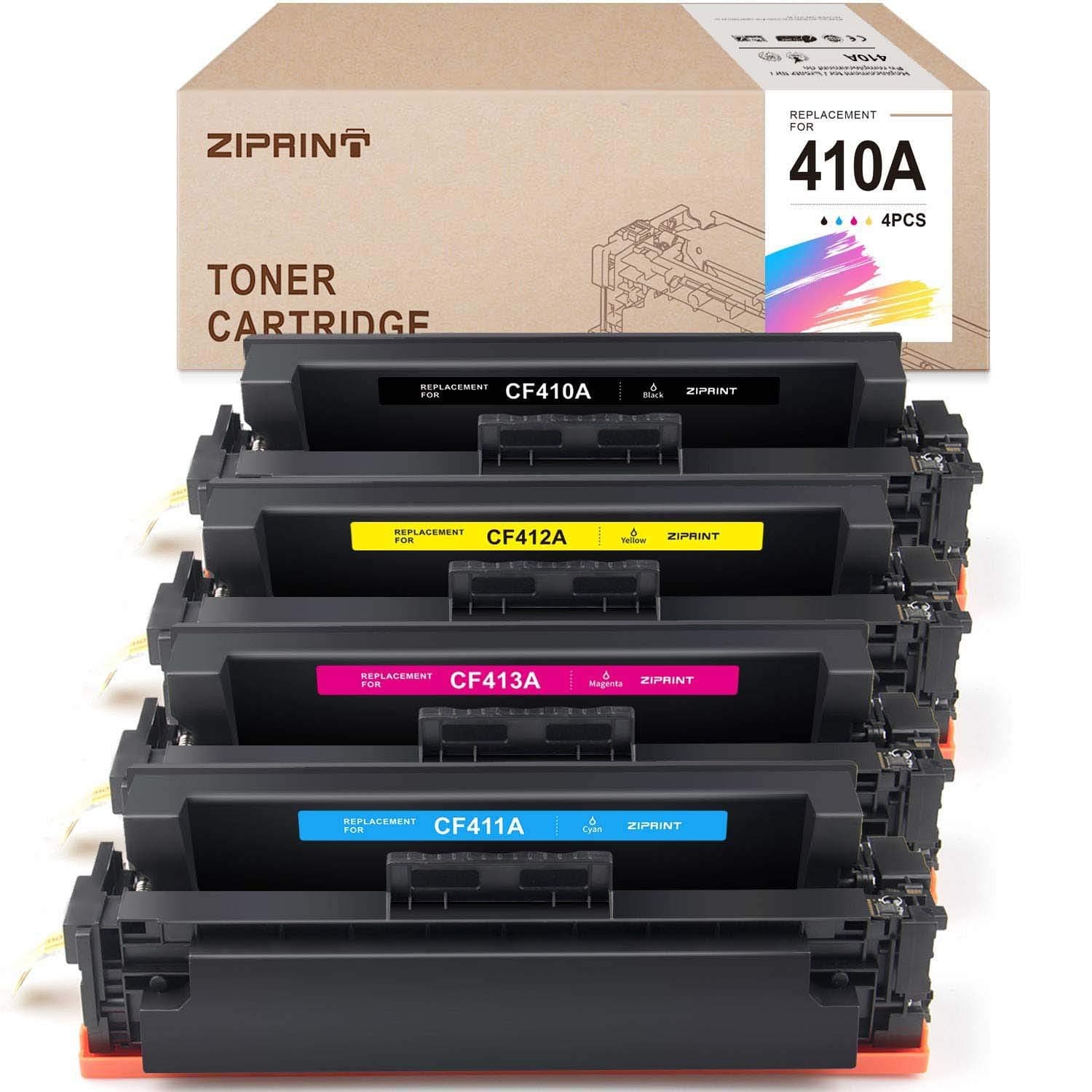 ZIPRINT Compatible Toner Cartridge Replacement for HP CF410A 410A CF410X 410X for HP Color Laserjet Pro MFP M477fnw M477fdw M477fdn Pro M452dn M452nw M452dw M377dw Printer CF410A CF411A CF412A CF413A