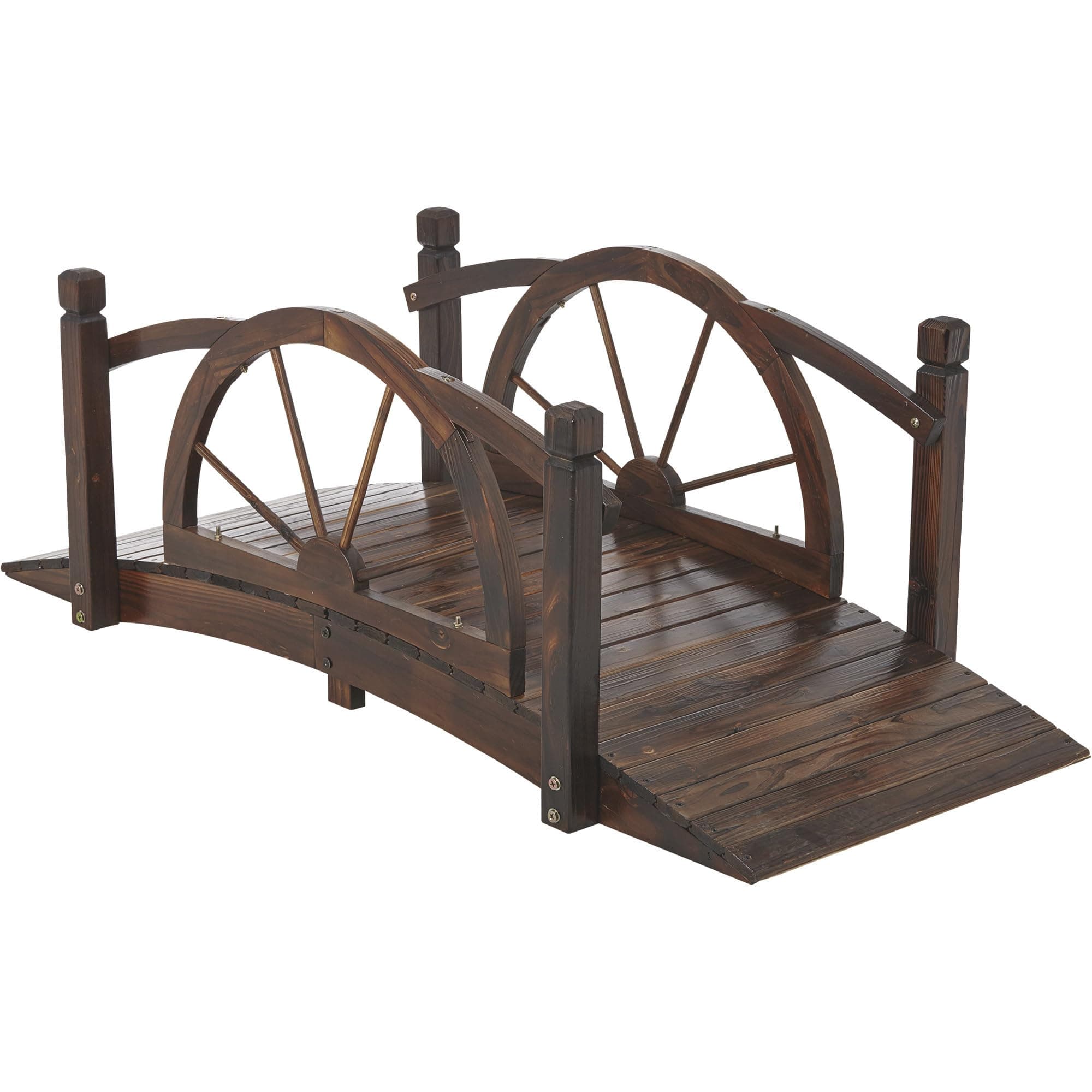 Wagon Wheel Wood Garden Bridge - 5ft Long