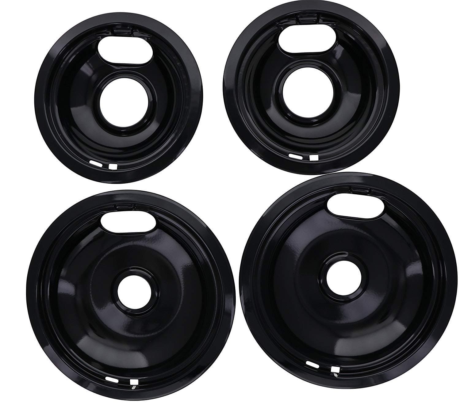 Made in the USA, Porcelain Drip Pan Set Replacement for Whirlpool Amana Maytag W10288051 : 2 ea 6” 93169204b and 8" 93169205b, AP4507828,1874987, 4396070, 4396072, AH2377787