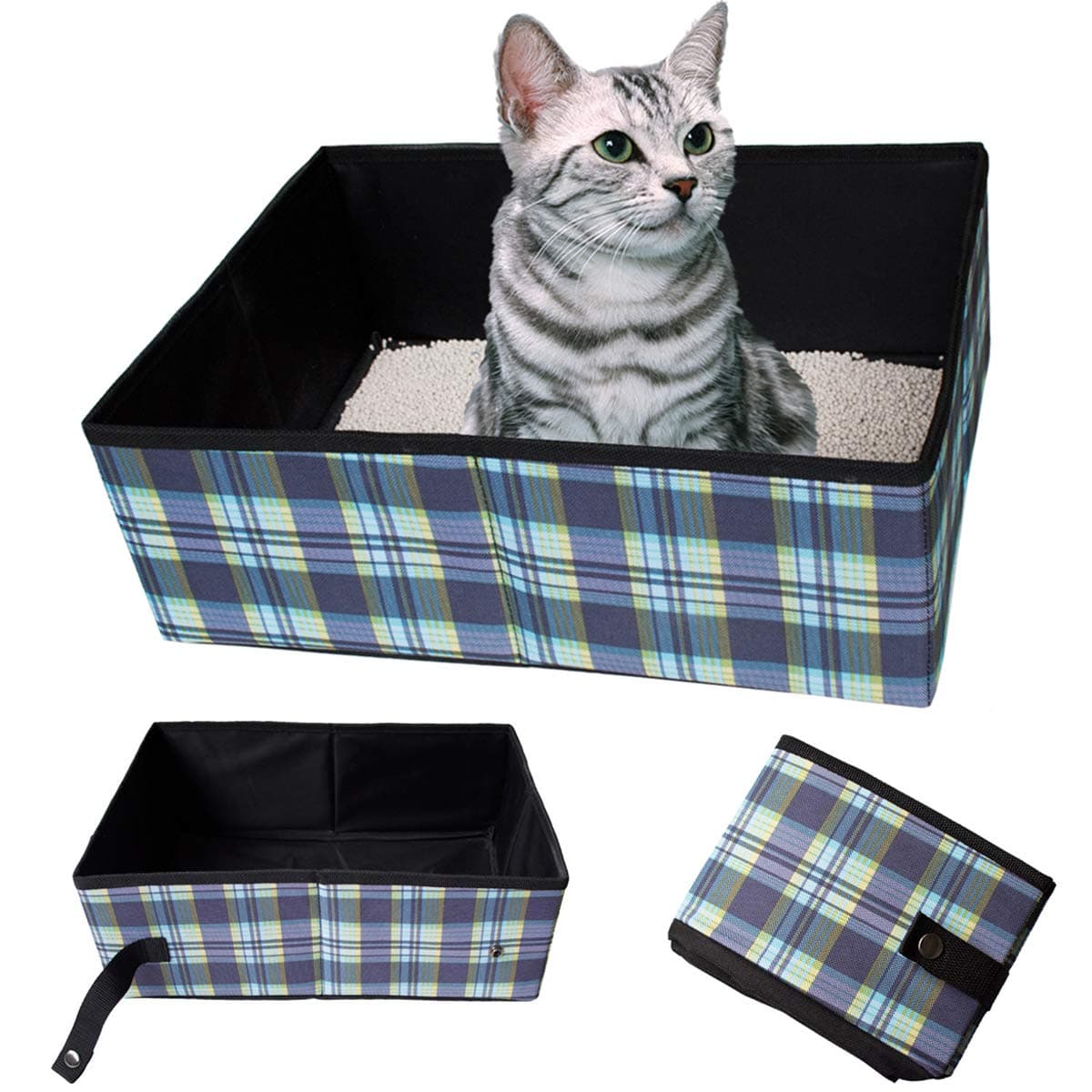 Collapsible Portable Cat Litter Box - Foldable and Packable Travel Litter Box for Cats, Cat Collapsible Box Soft Foldable Waterproof, Standard Portable Litter Carrier