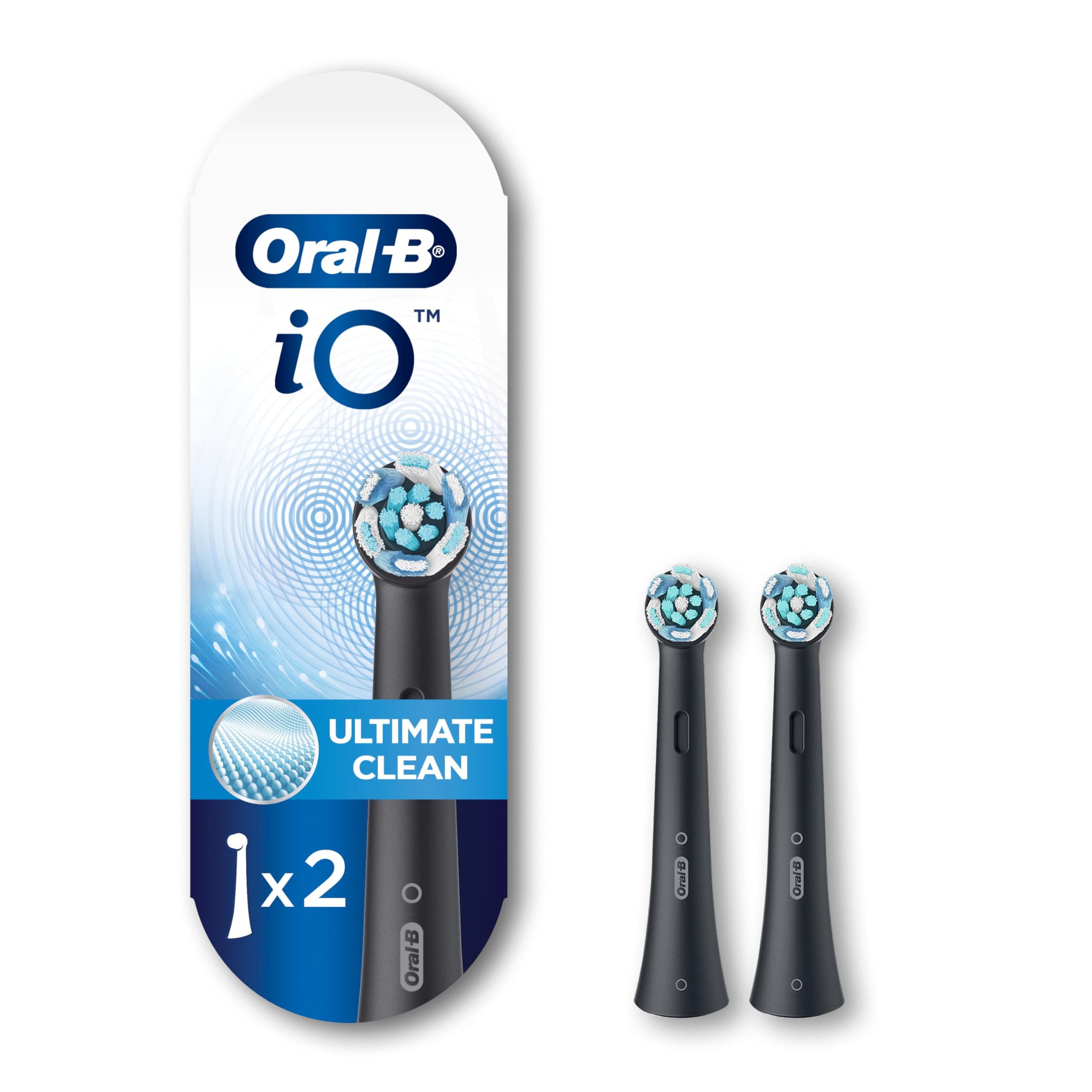 Oral-B iO Ultimate Clean Replacement Brush Heads, Black, 2 Count