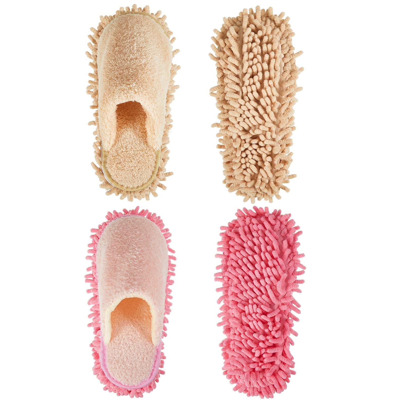 Jecery 2 Pair Microfiber Slippers Floor Cleaning Chenille Mop Slippers Base Board Cleaner Household Cleaning Tools for Wood Floor Dust Dirt Tool Supplies