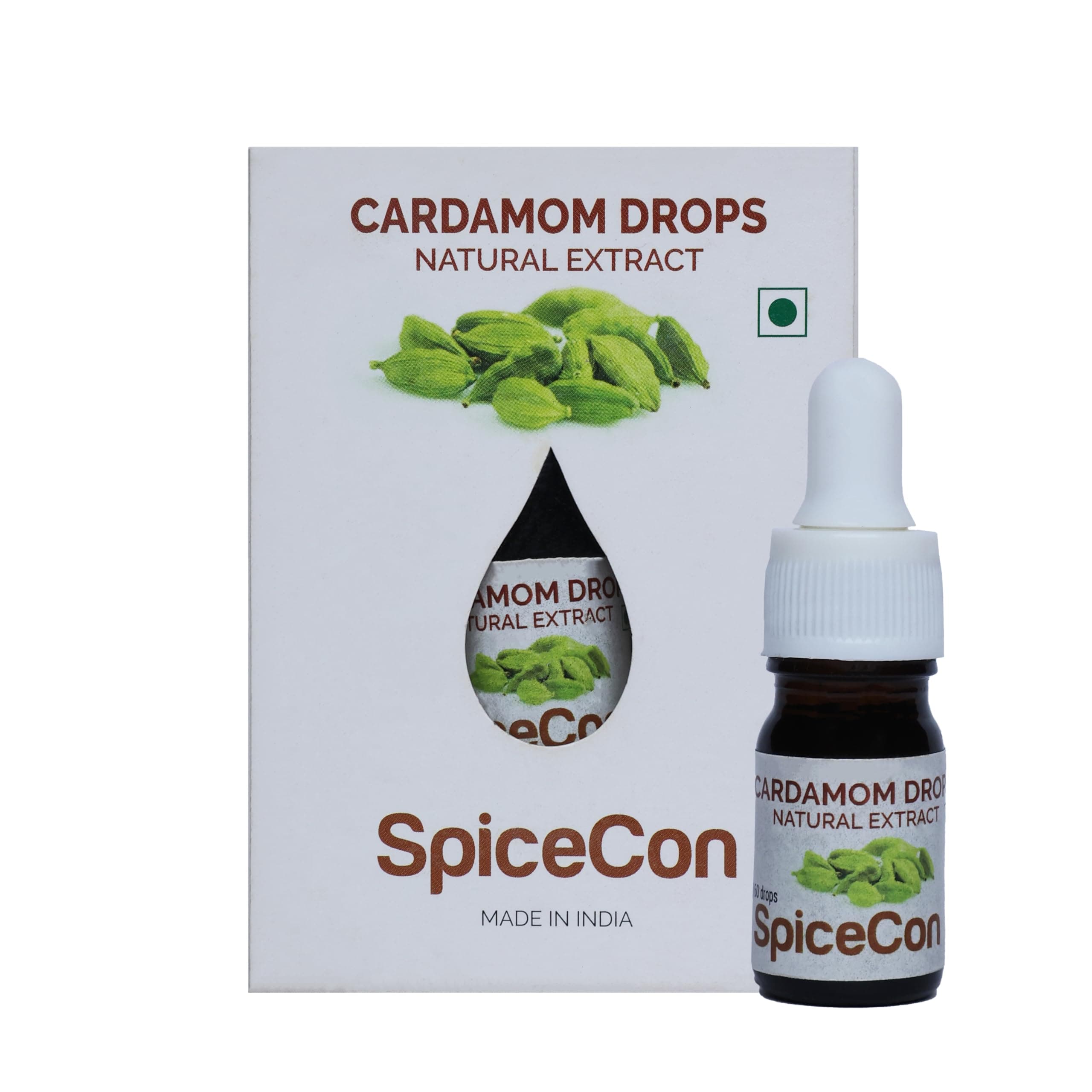 SpiceCon Cardamom Drops | Cardamom Extract | Elaichi Extract | Vegan Product | No Additives | No Preservatives | 5 ML (180 Drops)