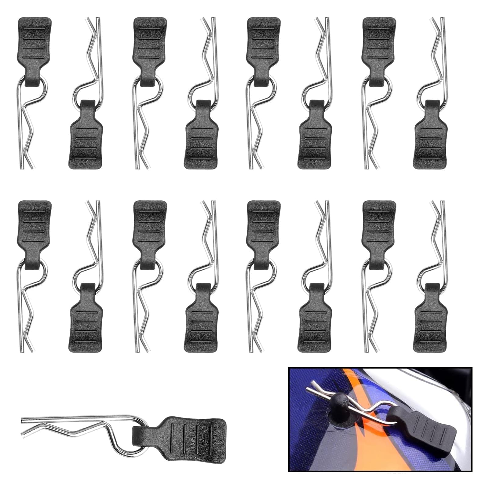 HobbyPark 50pcs Universal 1/16 1/18 RC Body Clips with Pull Tabs RC Car R Pins Small for SCX24 Traxxas TRX4M Redcat HPI Himoto HSP Exceed Truck Buggy Shell Replacement Parts