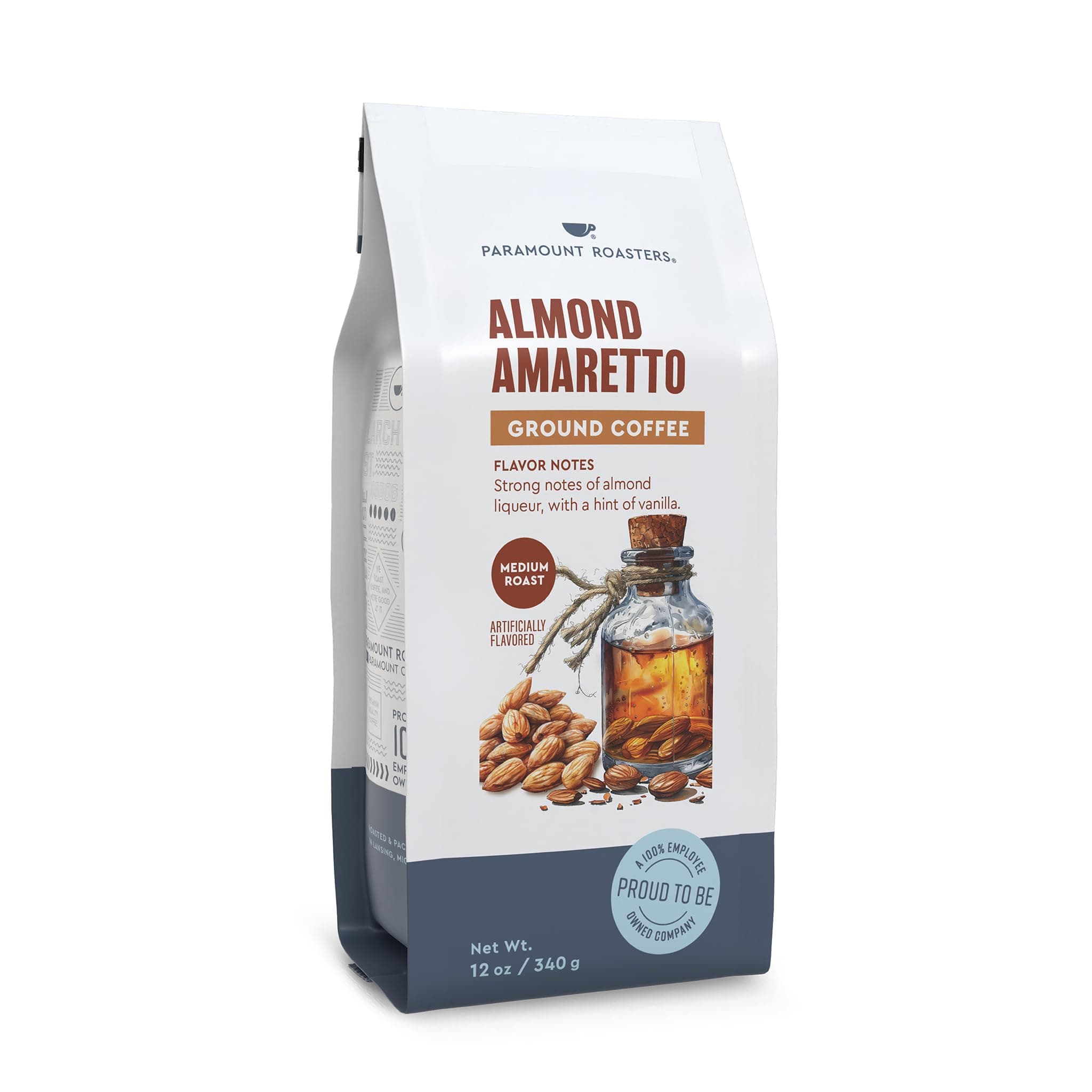 Almond Amaretto Flavored Ground Coffee, 1-12oz Medium Roast
