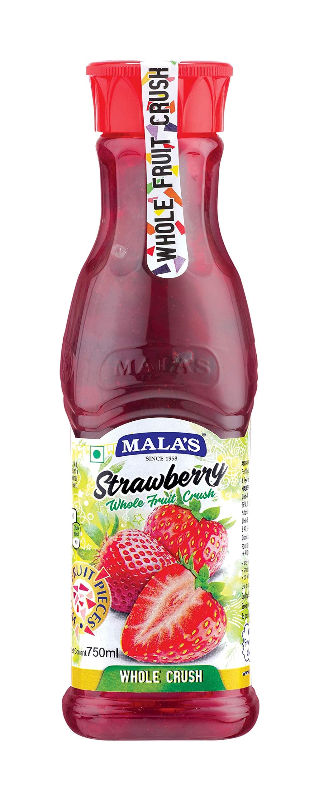 Mala's, Whole Crush 750ml, Strawberry, 750 Millilitre