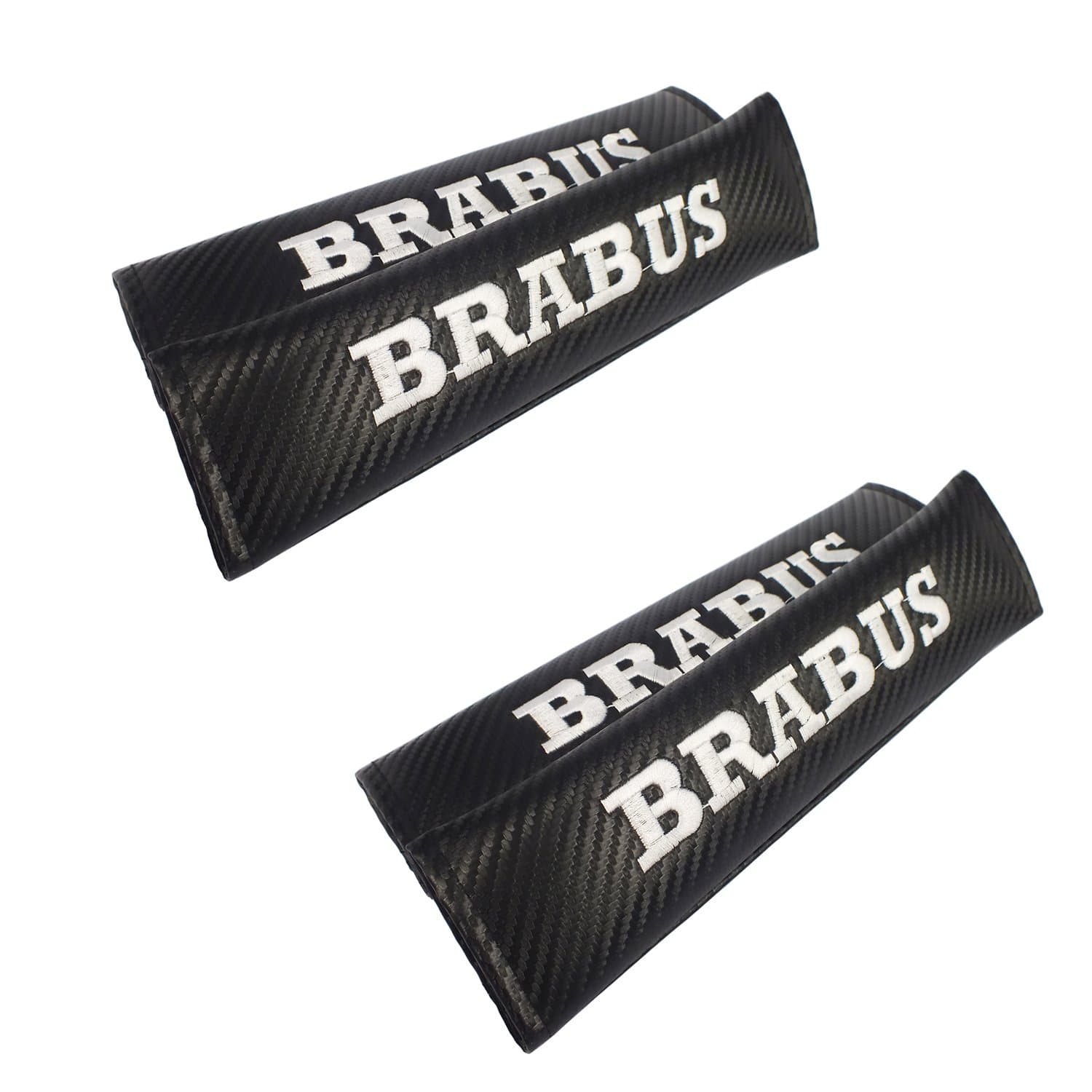 4pcs Sporty Carbon Black Car Seat Safety Belt Strap Covers Shoulder Pad Compatible Use For BRABUS AMG Car As Decoration Pad