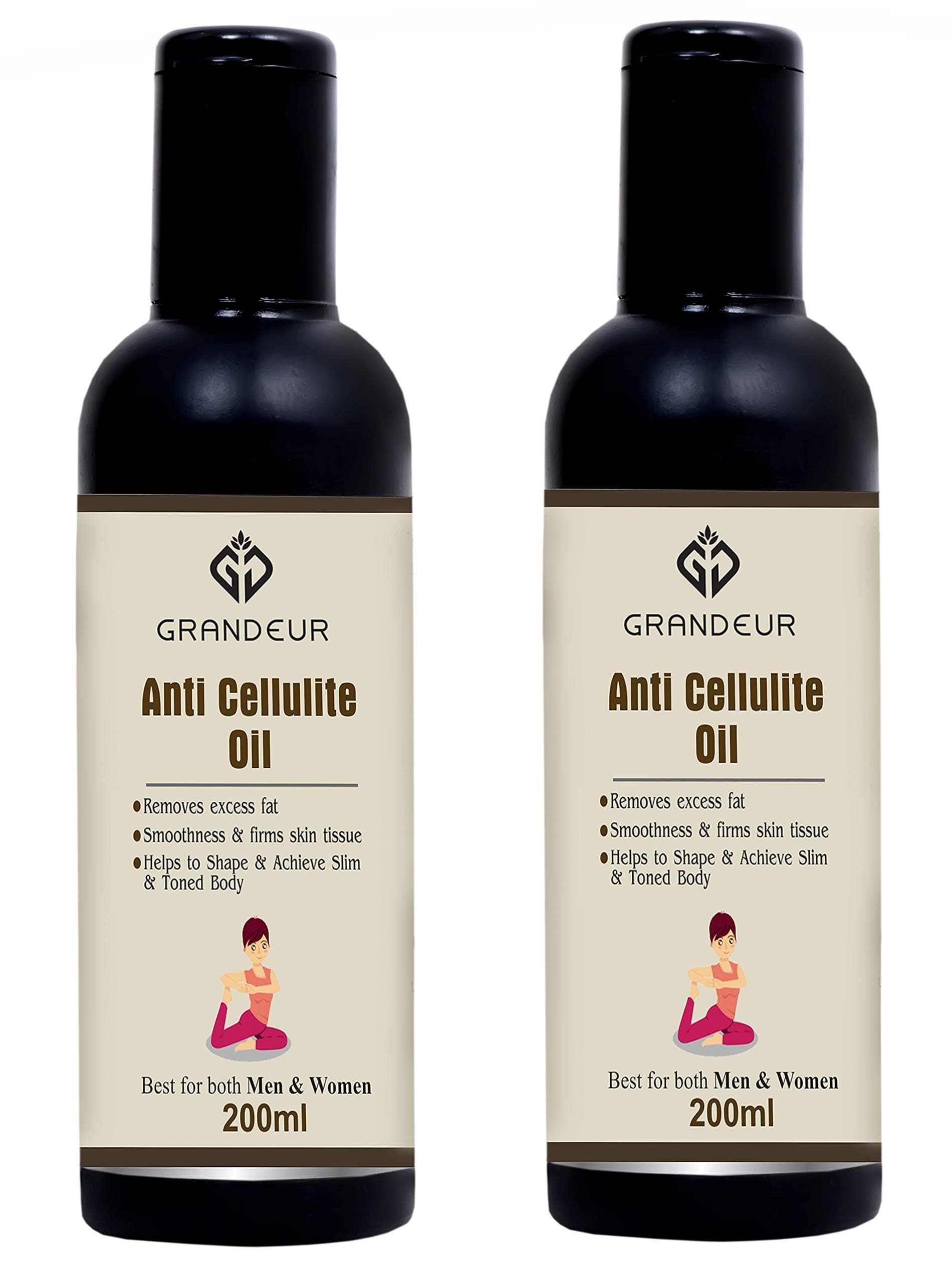 Grandeur PACK OF 2 Anti Cellulite & Skin Toning Fat Burning Oil & Slimming For Stomach, Hips, Thighs, Body- 200ml each
