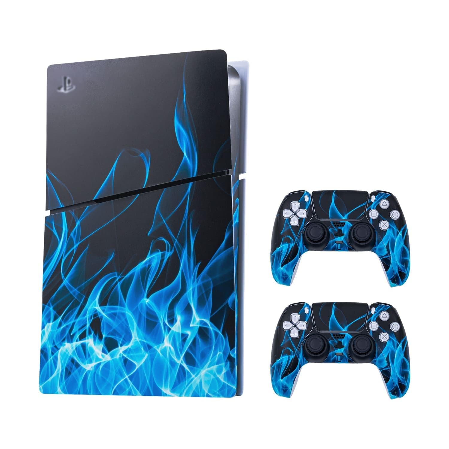 Mcbazel Vinyl Skin Sticker Protective Skin Cover Sticker for PS5 Slim Digital Edition - Blue Flame(Not for PS5/PS5 Pro)