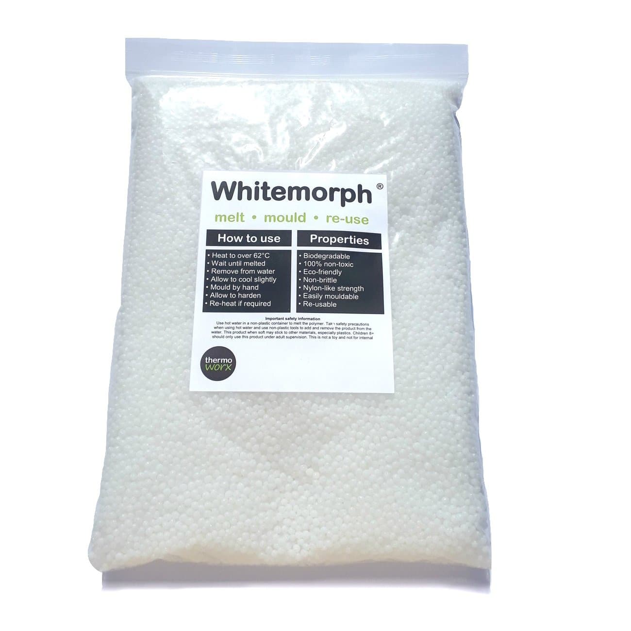 Thermoworx Whitemorph bioplastic 2.2lb. Reusable Hand mouldable thermoplastic.