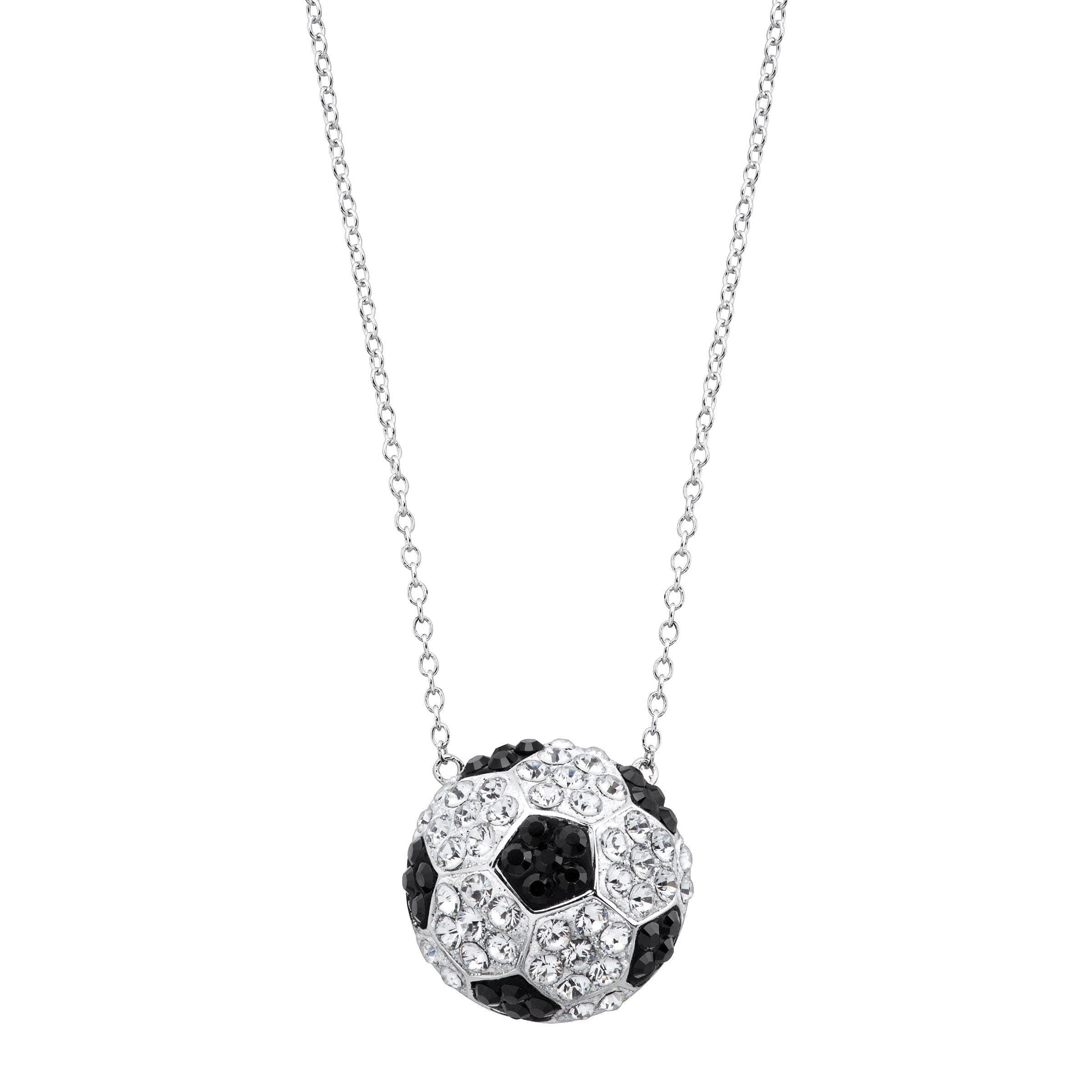 Crystaluxe Soccer Football Team Pendant with Swarovski Crystals in Sterling Silver, 18"