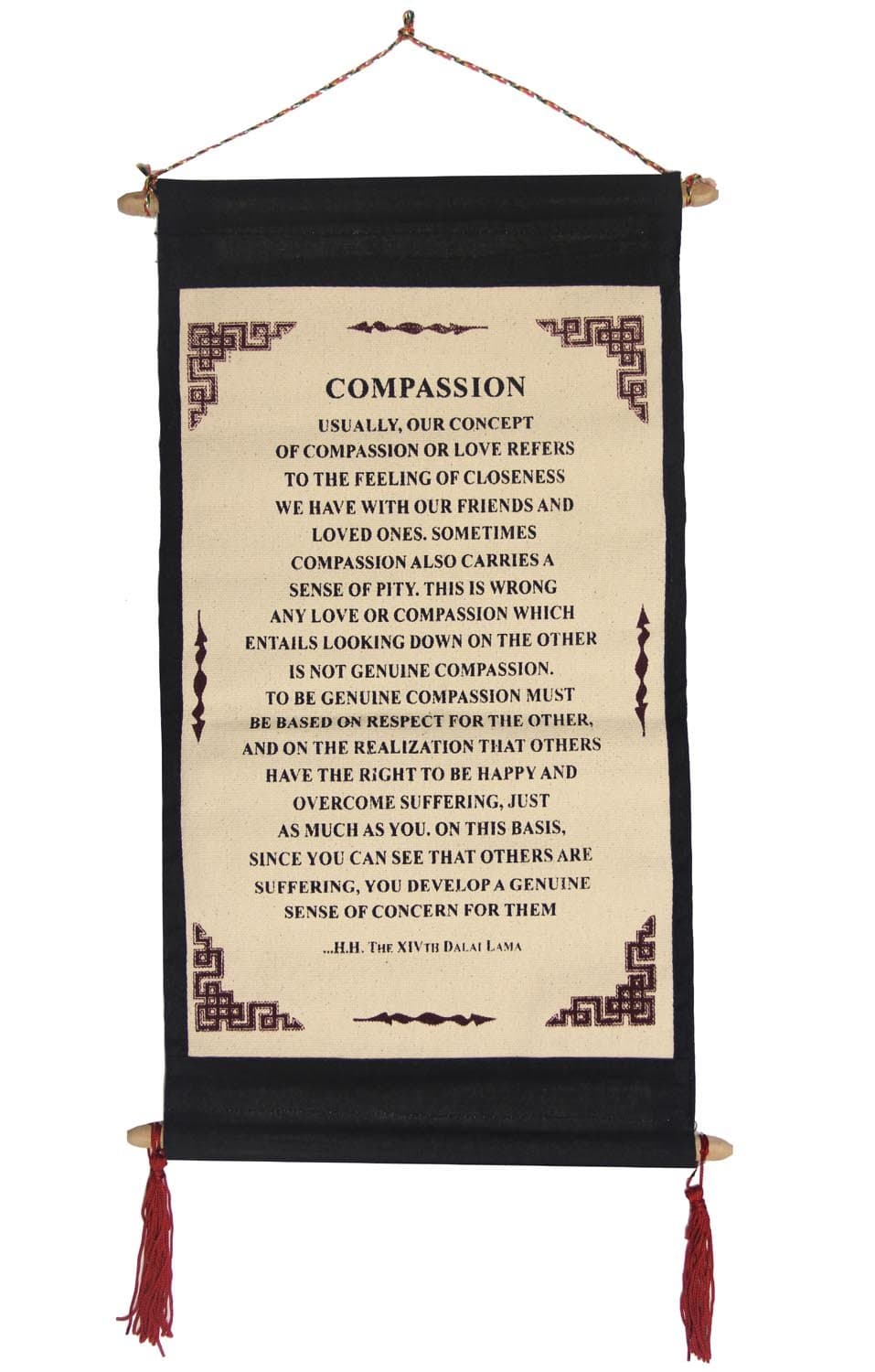 DALAI LAMA QUOTES ~ Cotton Canvas Scroll ~ "Compassion" ~ Natural White Color