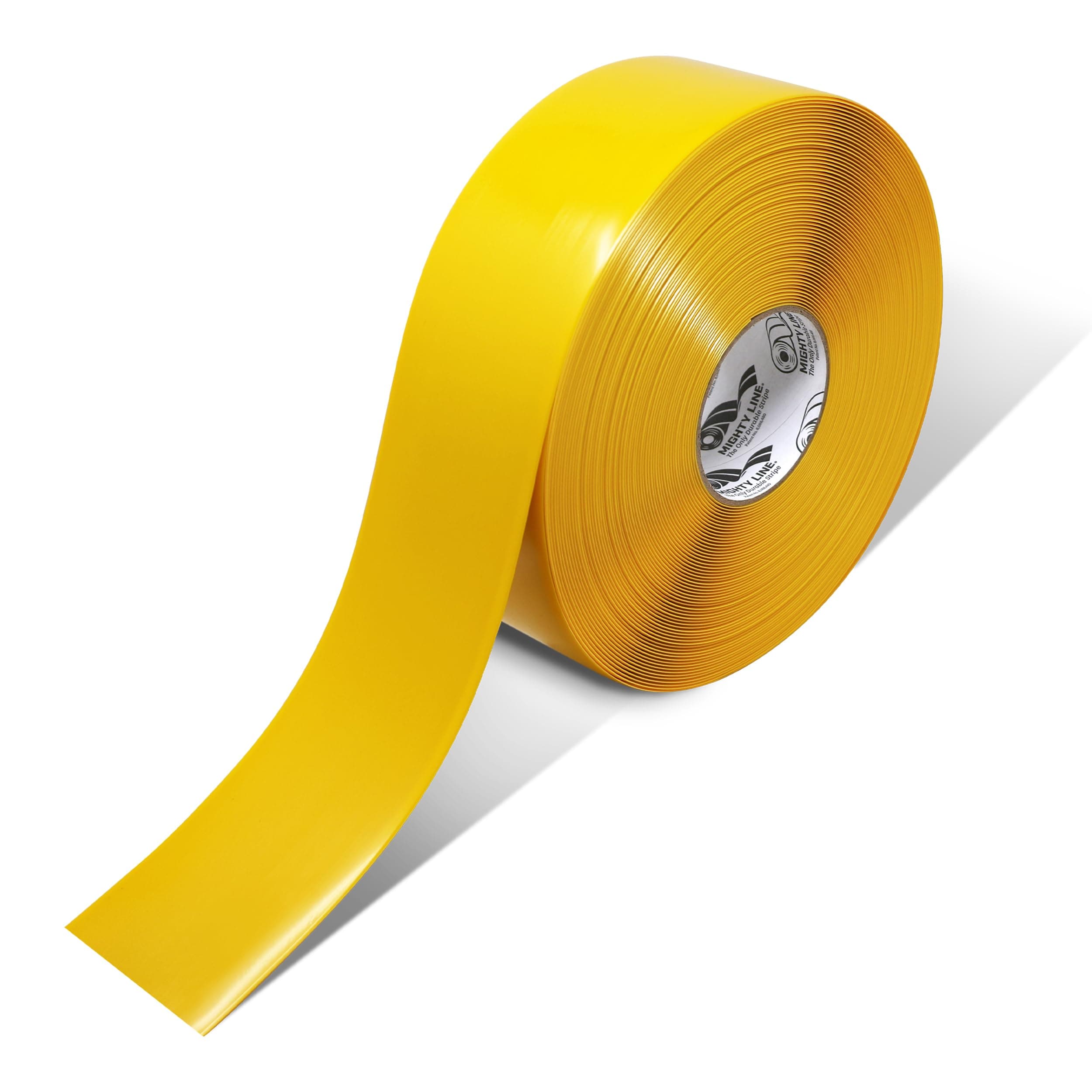 Mighty Line Solid Floor Marking Tape for Safety, Caution, Warning, Heavy-Duty, Peel and Stick Adhesive, Beveled Edge Design, Industrial Quality, 3 inch, 100' Roll, Yellow