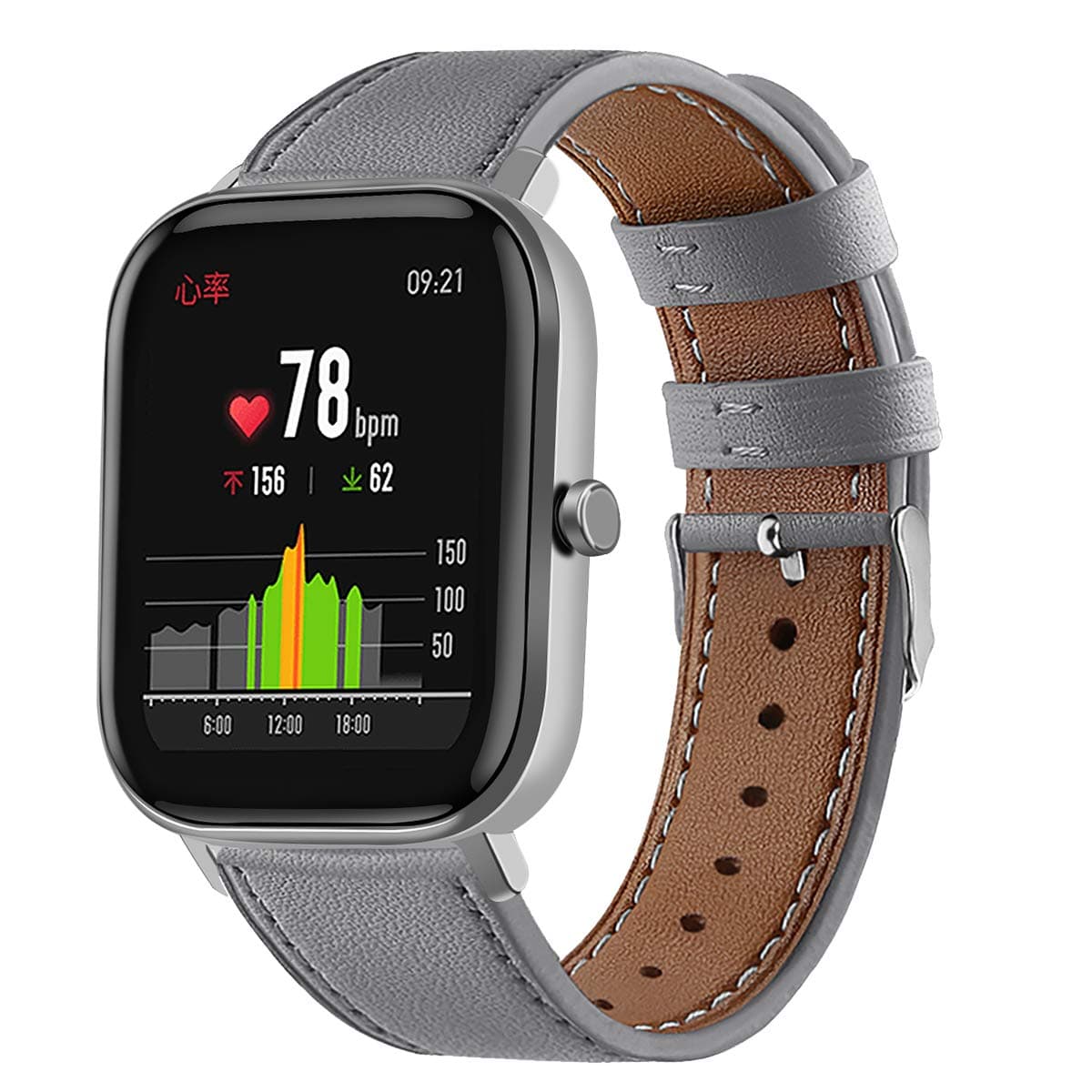 Leather WatchBand Compatible with Amazfit Active 2/GTS 4 4mini 3 2 2e 2 mini &GTR 42mm & Bip 3/Bip 3 Pro/Bip U Pro/Bip/Bip Lite/Bip S/Bip S lite Smart Watch Genuine Leather Replacement 20MM Sport Wrist Strap Bracelet with Stainless Metal Buckle