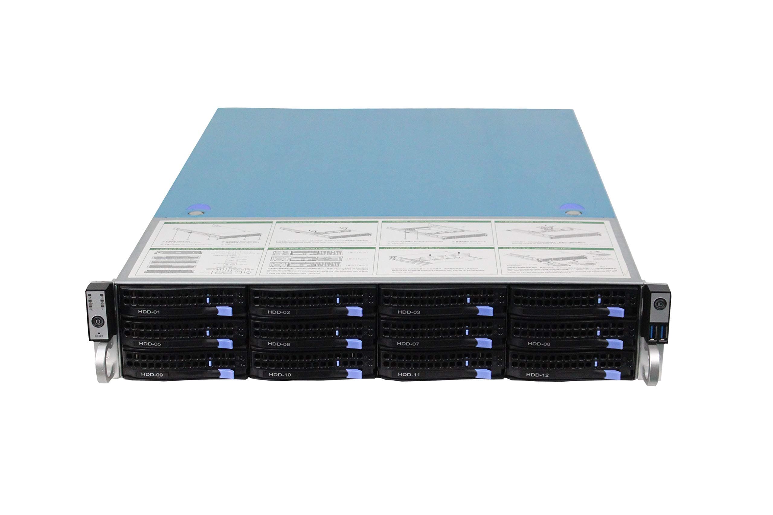 MFU Server Case, Rackmount Case Server Chassis AVX2.0 25.6" Deep Metal Rackmount Computer Case 12 Hot Swap Bays 4 Fans Backplane for Storage(Power Supply not Included)