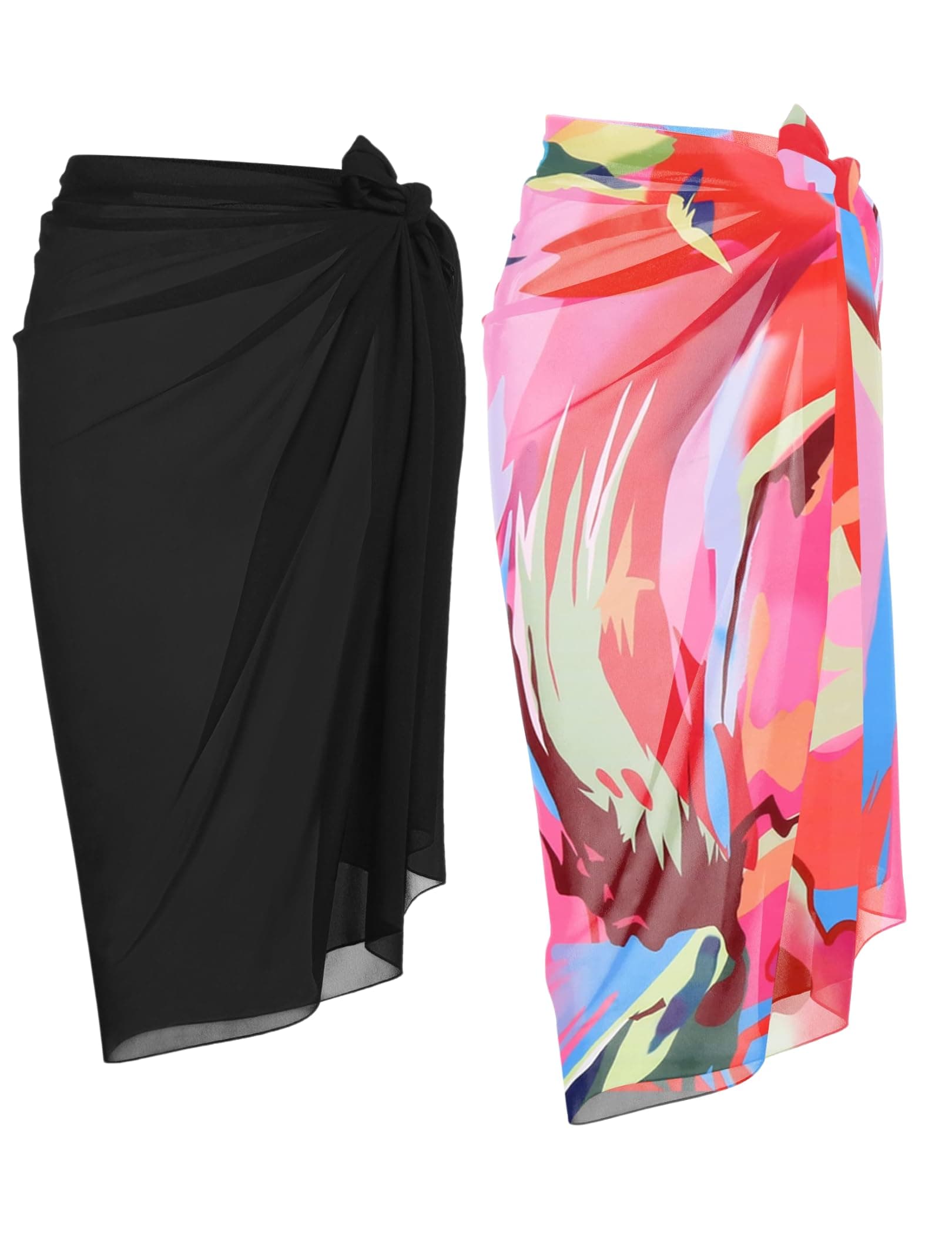 Women Sarong Swimsuit Coverups Chiffon Long Bikini Wraps Sheer Beach Bathing Suit Cover Up