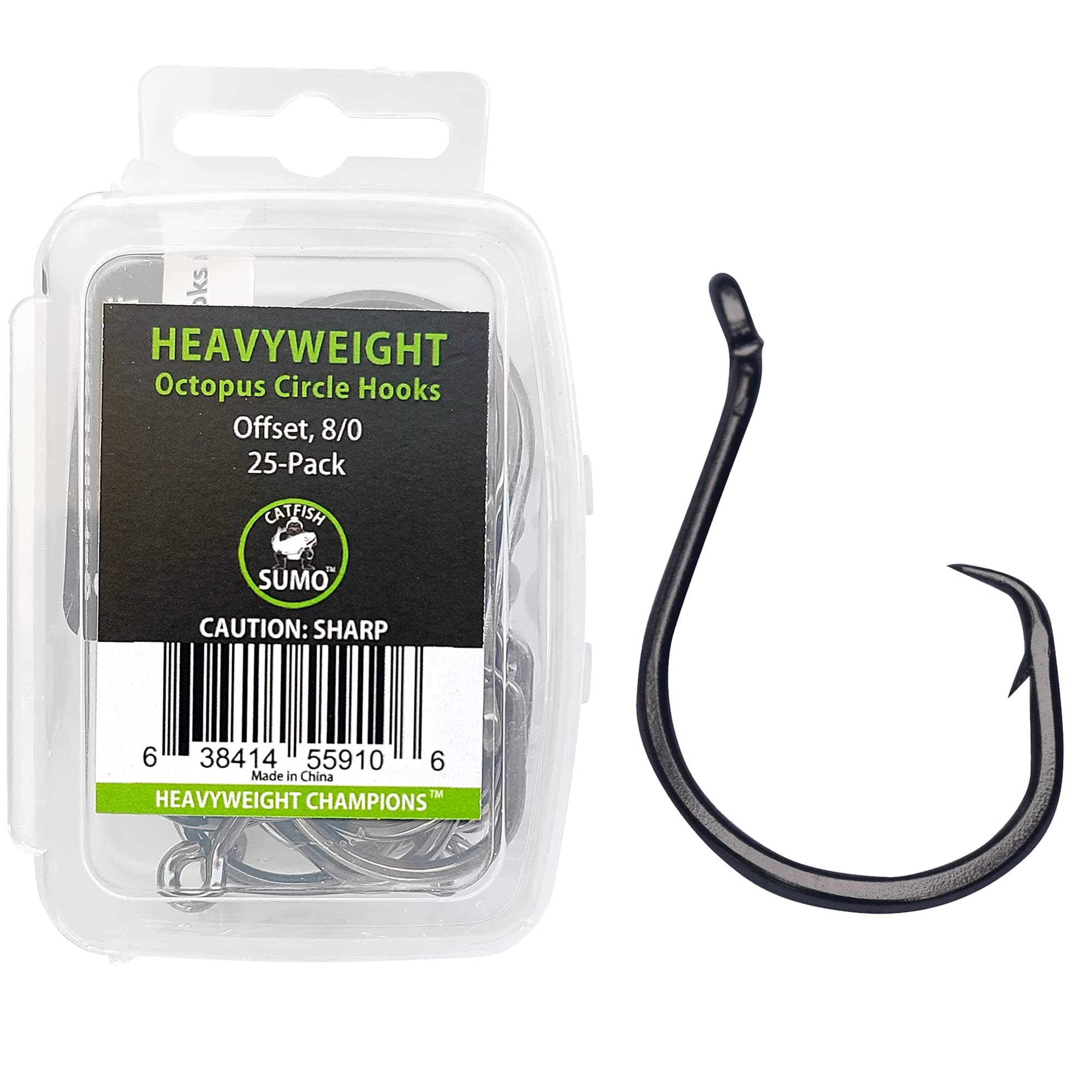 Heavyweight Catfish Hooks - Offset Octopus Circle Hooks - 25 Pack