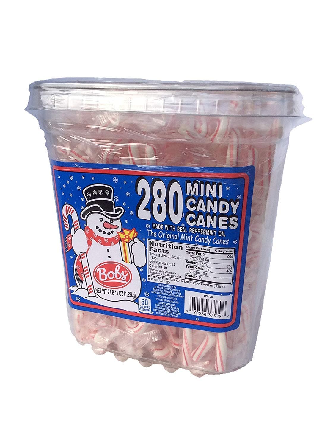 Limited Edition - Bobs Red & White Mini Peppermint Candy Canes, 280Count Tub, 43 oz