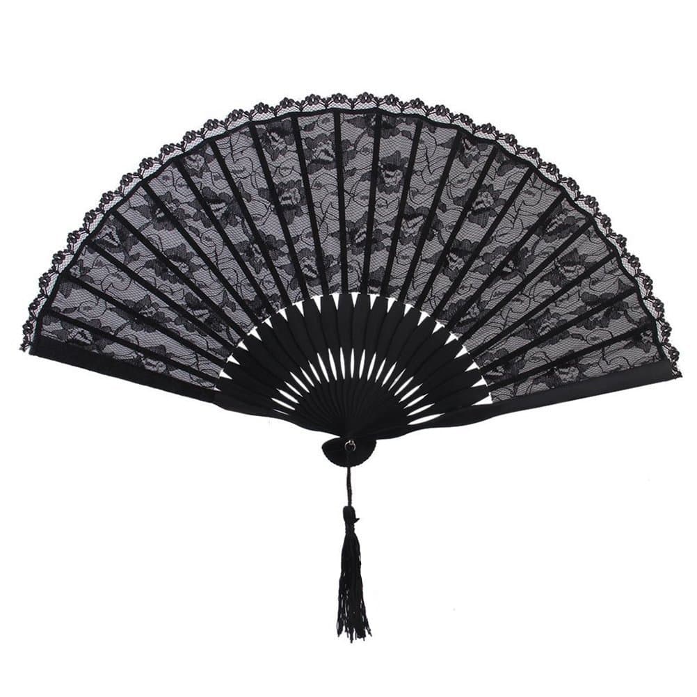 Sevada Folding Lace Fans Wedding Party Gift Black