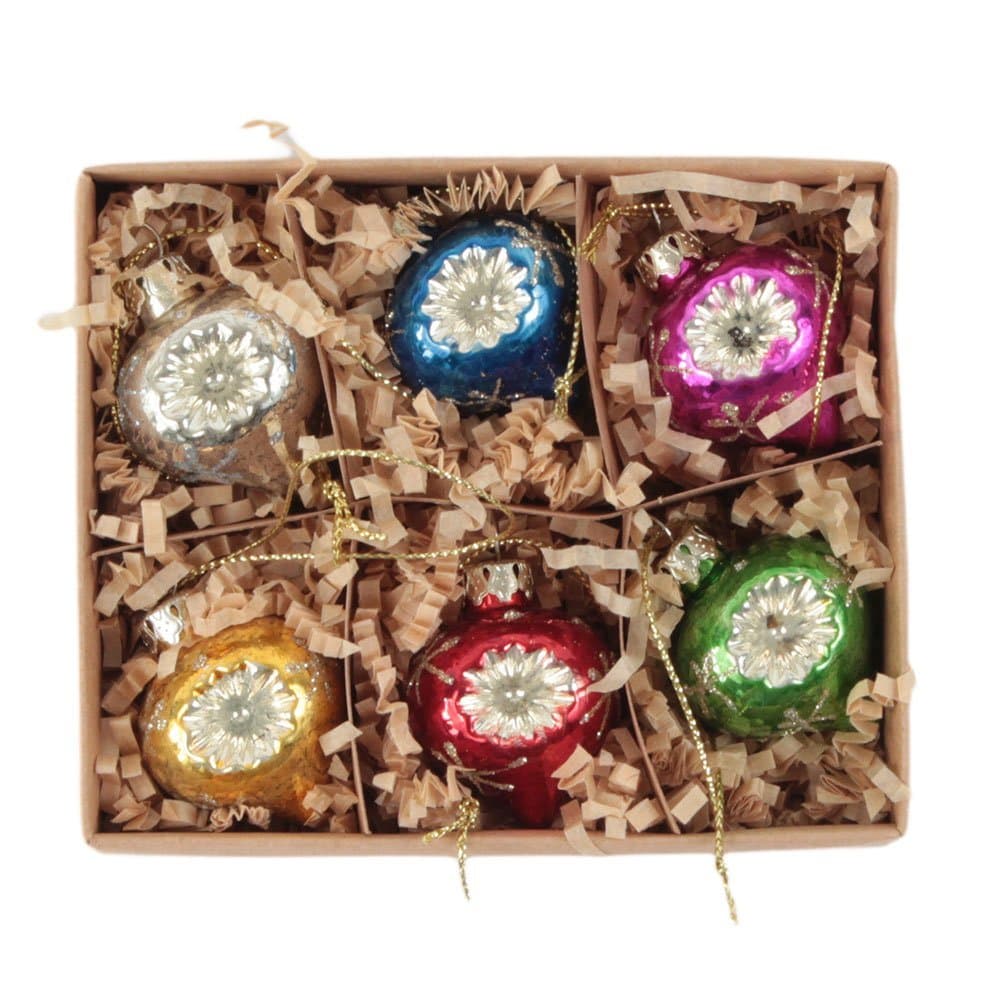 Thomas and Lucia Vintage Set Of 6 Mini Dimpled Christmas Decorations