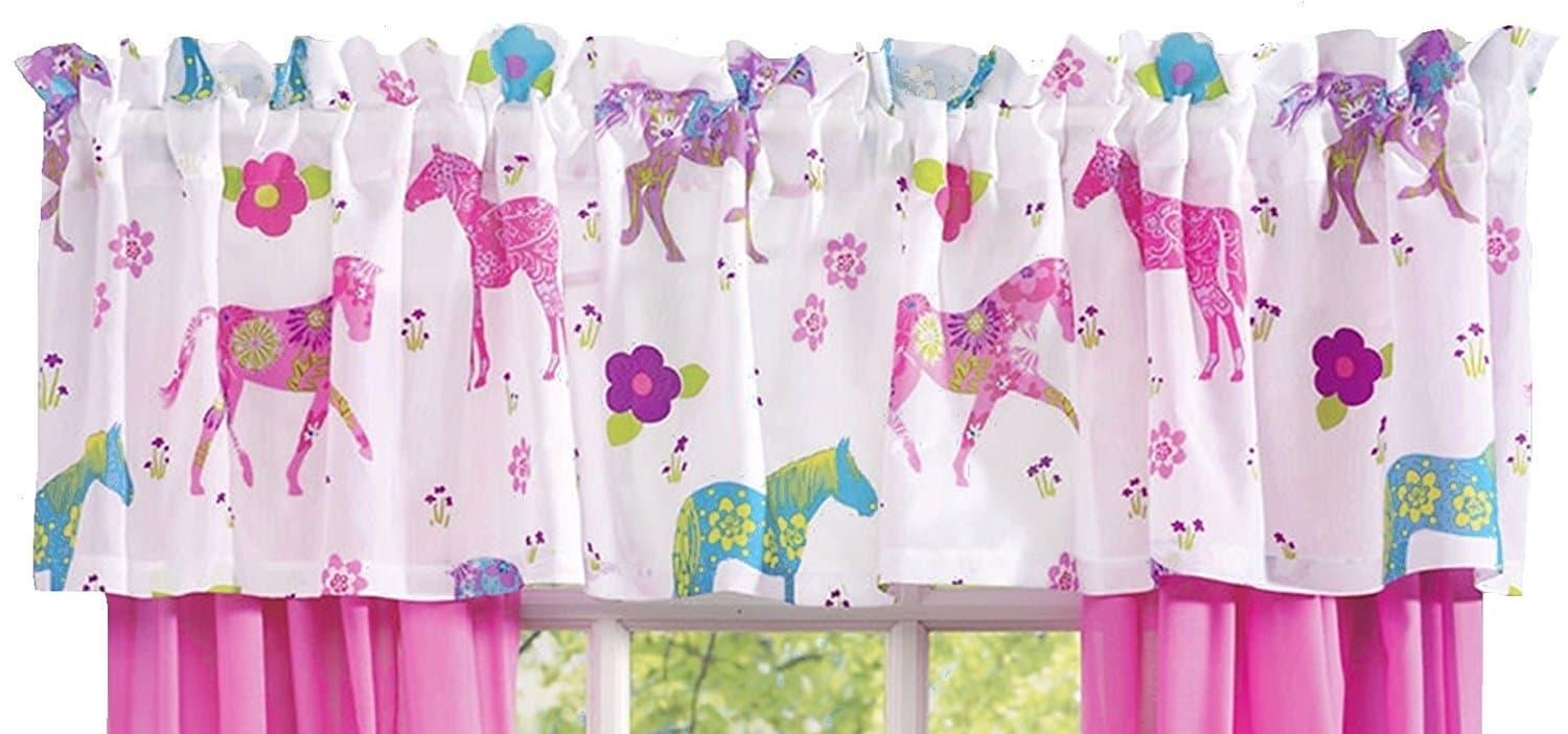 Pink Pony Western Horse Valance Curtain (84"w x 16"l) Window Treatment