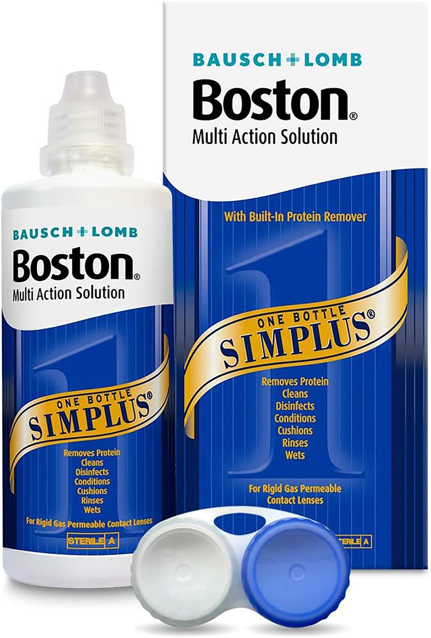 Simplus Multi-Action Solution, 120ml Contact Lens Solution for Rigid Gas Permeable Contact Lenses - Clean, Disinfect, & Condition with Lens Case