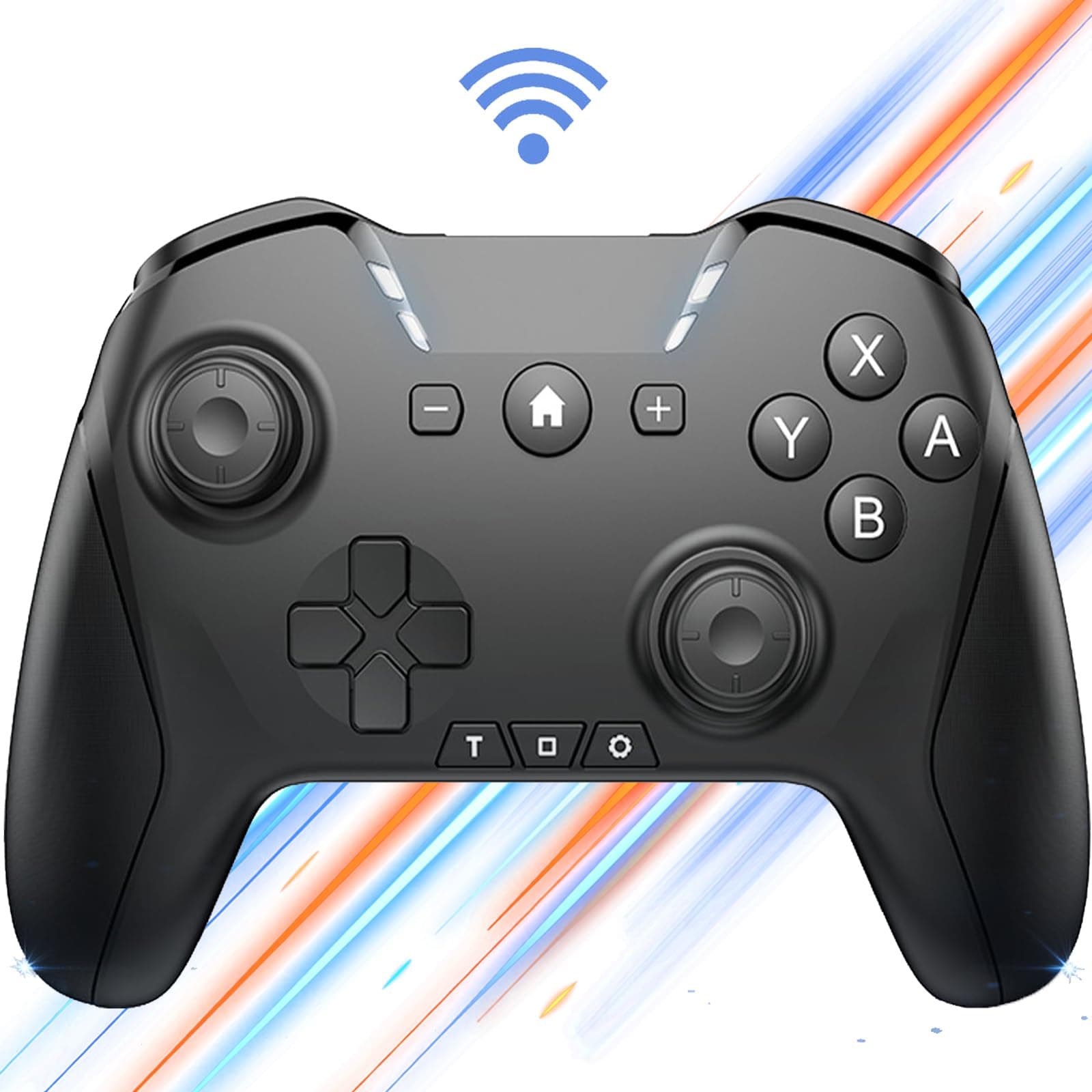 Bluetooth Controller Wireless Gamepad for Switch/Mac/PC/Phone, Remote Game Controller with Custom Programmable Button/Wake Up/Turbo/Screenshot/Gyro Axis, Type-C Rechargeable 15H Long Playtime, Black