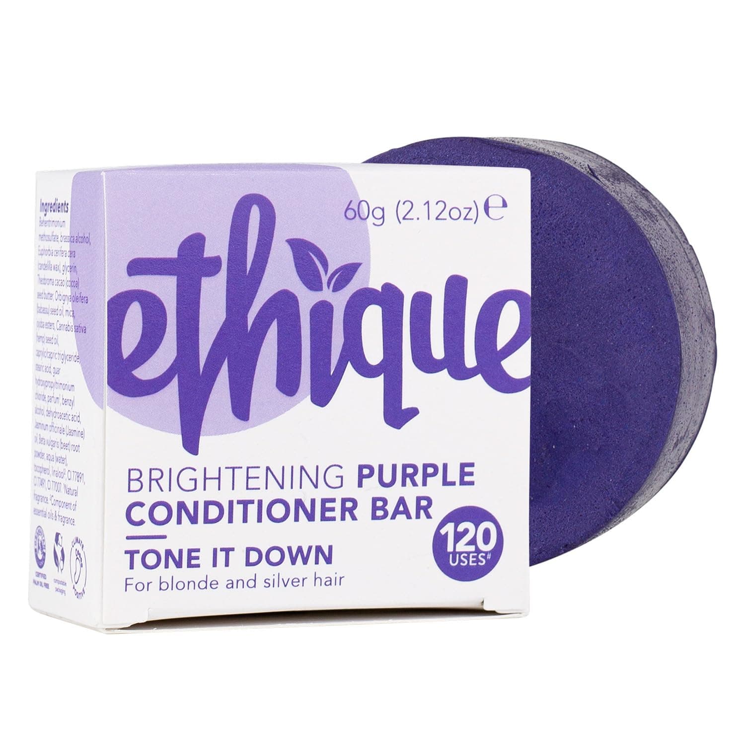 Brightening Purple Sulfate Free Solid Conditioner Bar for Blonde and Silver Hair -Tone It Down - Vegan, Eco-Friendly, Plastic-Free, Cruelty-Free, 2.12 oz (Pack of 1)