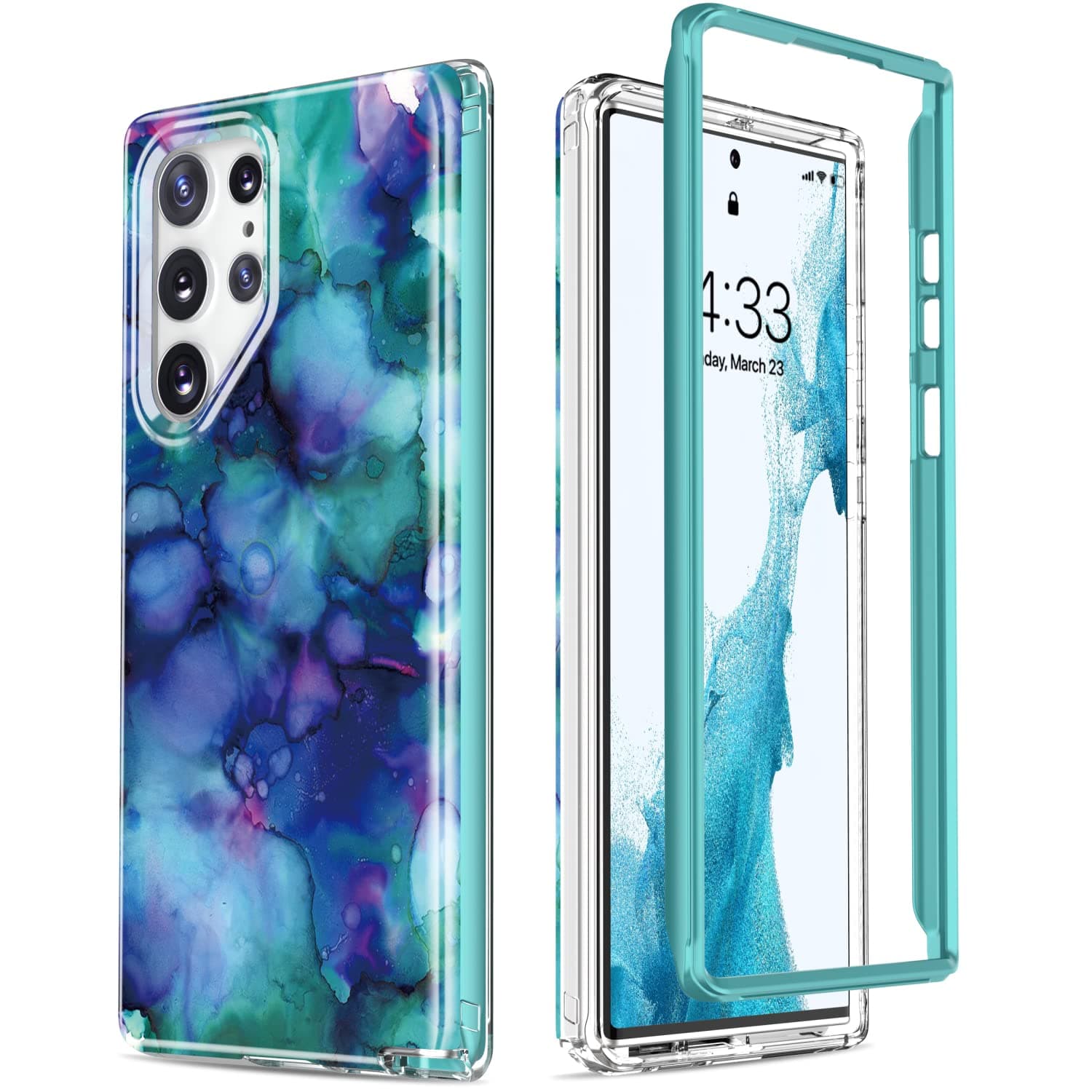 Esdotfor Samsung Galaxy S22 Ultra Case,Military Grade Passing 21ft Drop Test,Rugged Cover with Fashion Designs for Women Girls,Protective Phone Case for Galaxy S22 Ultra 6.8" Opal Marble Purple