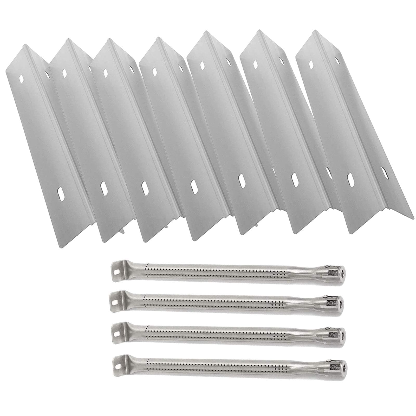 MixRBBQ Stainless Steel 7-Pack Heat Plates and 4-Pack Burner BBQ Replacement Part Kit for Prestige 500 and Napoleon Grill Rogue Series