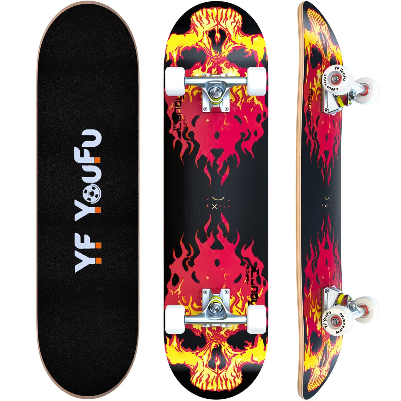 YF YOUFU Skateboards,Pro Skateboard for Adults,Youth Anime Skateboards for Teens,Beginners,Girls/Boys,7-ply Layers of Radially Concaved Maple Wood