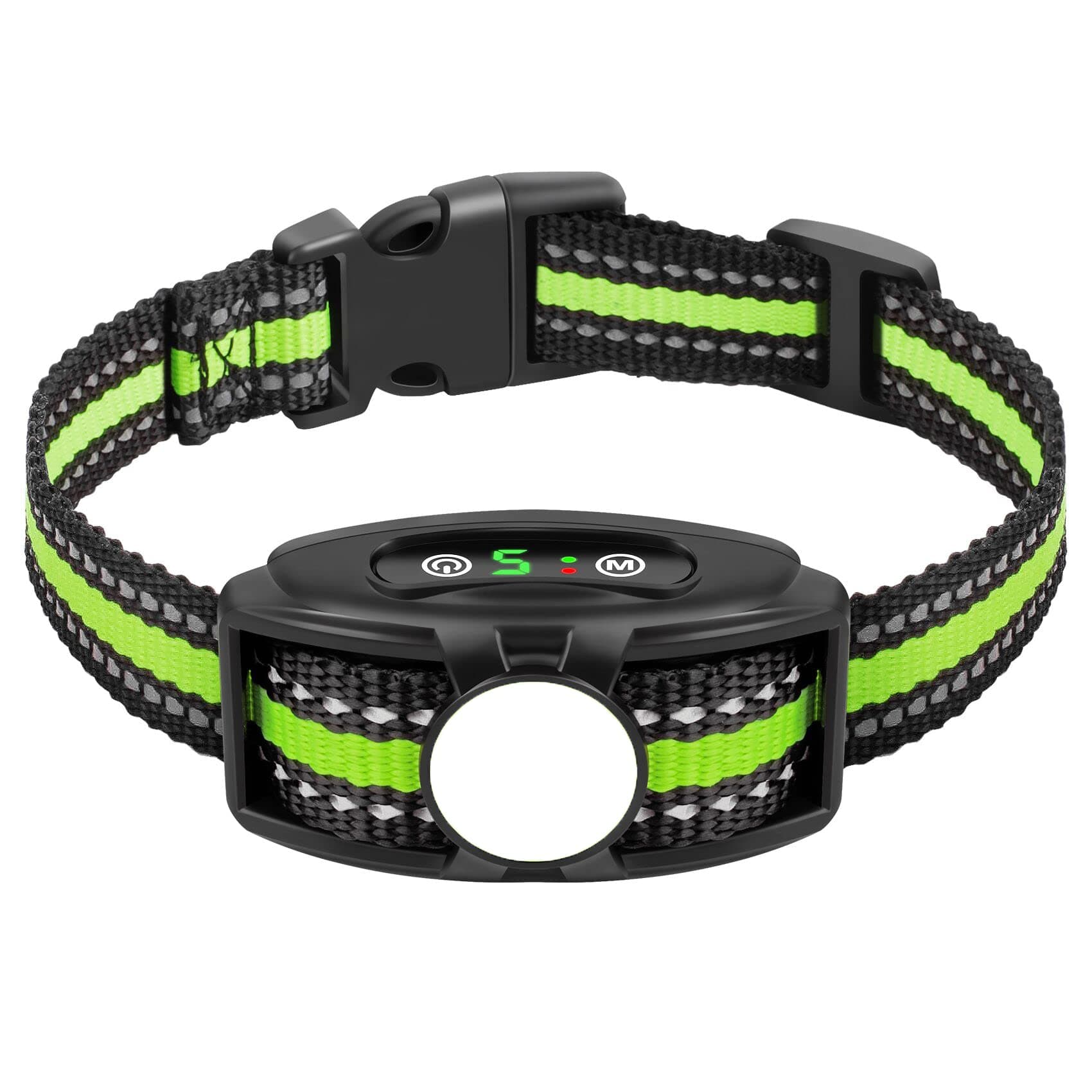 Small Dog Bark Collar 5-15lbs, No Shock, Rechargeable, Waterproof, Adjustable Sensitivity & Intensity, Black/Lime Green