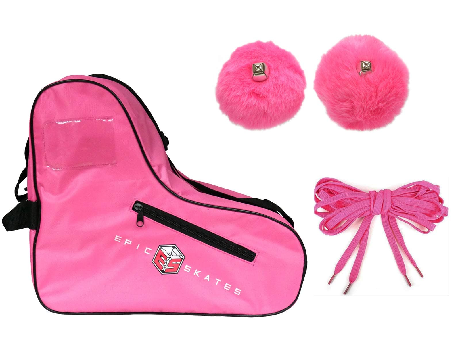 Epic Pink Roller Skate Accessory 3 Pc. Bundle w/Bag, Laces, & Pompoms