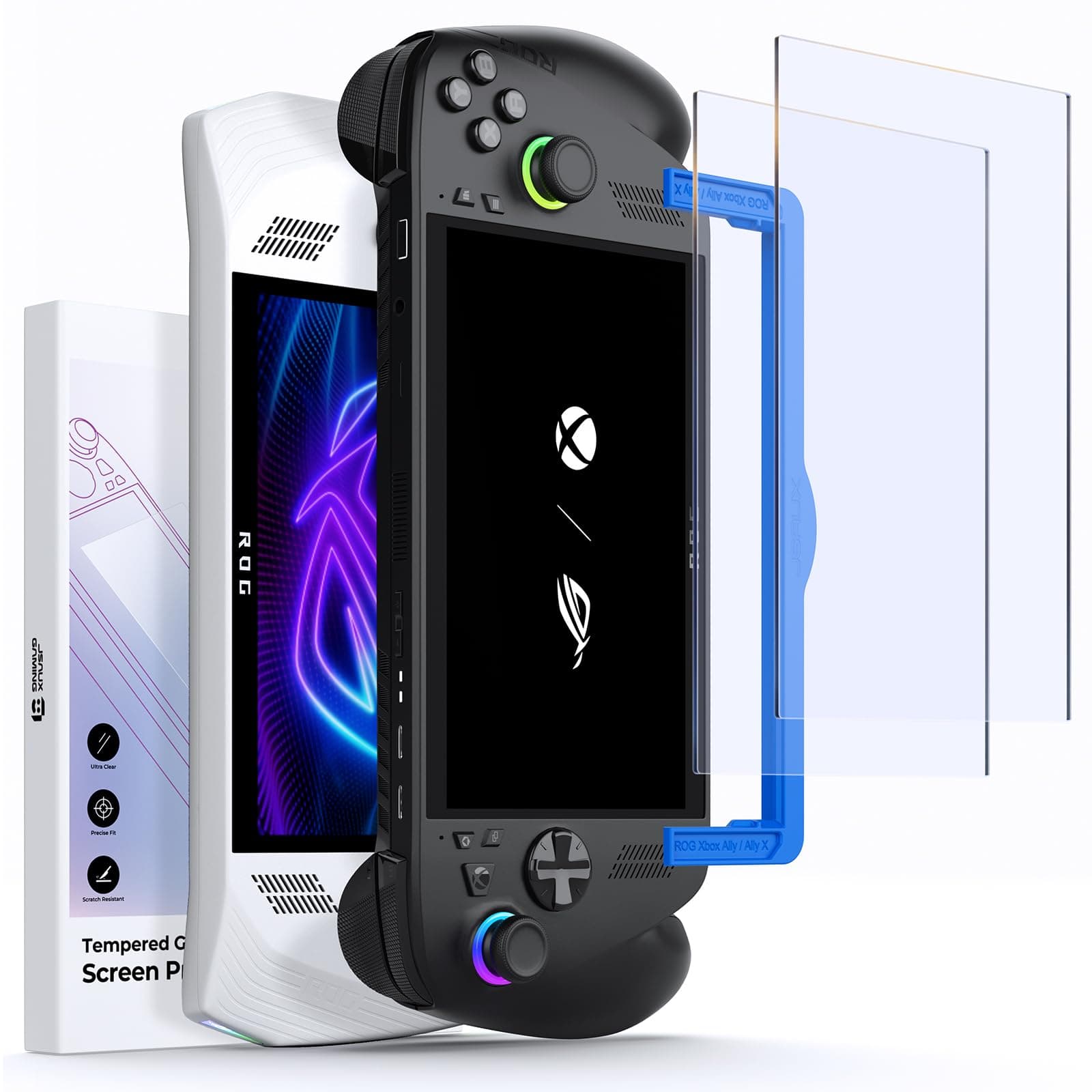 JSAUX Screen Protector for ROG Xbox Ally X/ROG Xbox Ally (2025) / ROG Ally 2-Pack, Anti Glare 9H Hardness Tempered Glass with Guiding Frame, 7 inch Anti-Scratch Screen Protector for ASUS ROG Ally X