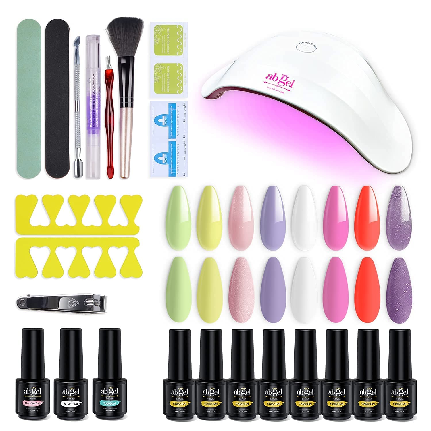 NC Ab Gel Nail Polish Kit with UV Light -36W (11 Pieces)