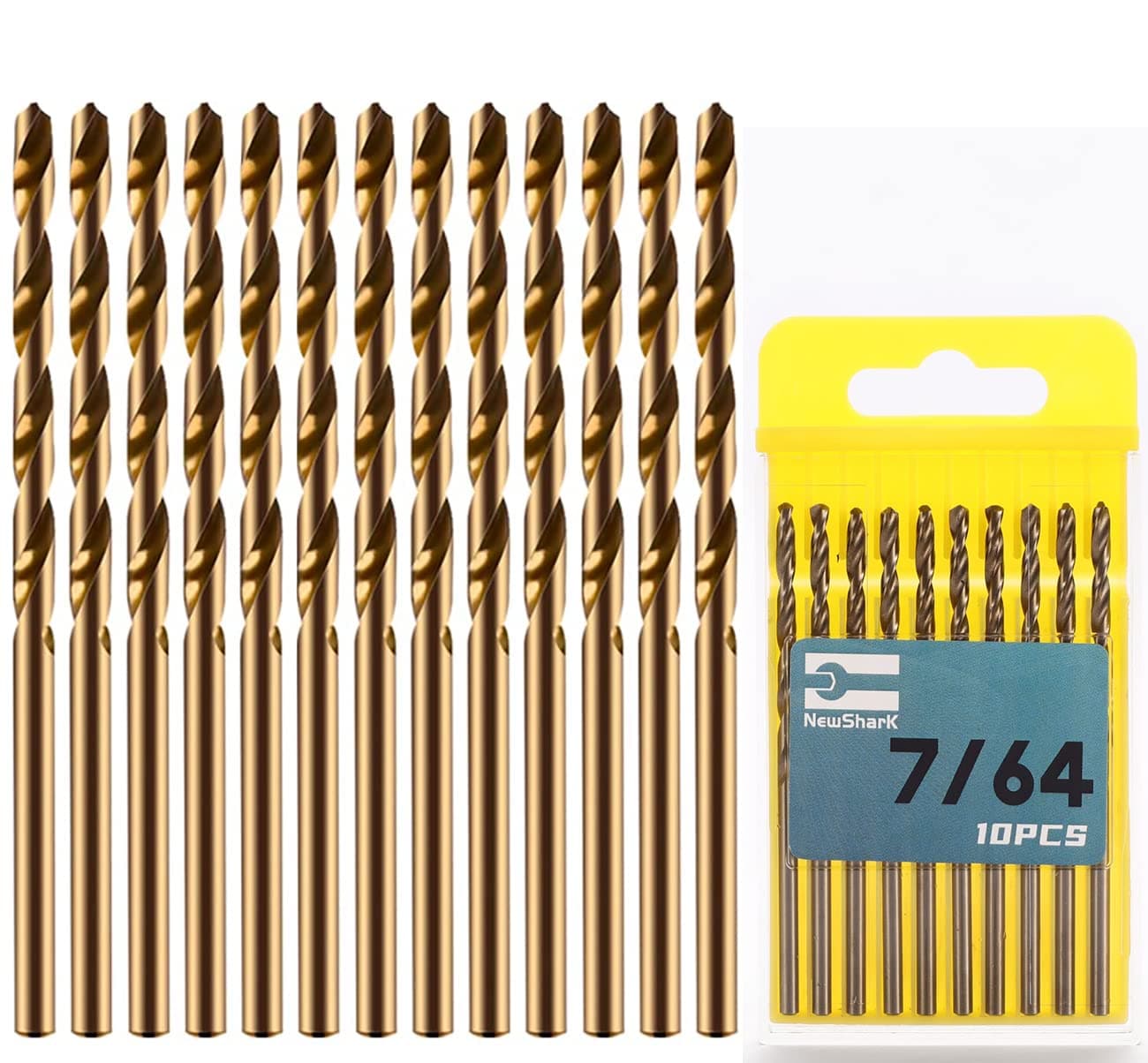 7/64" Cobalt Drill Bits, 10 Pack of M35 HSS Metal Drill Bit Set for Hard Metal, Stainless Steel, Cast Iron,Cobalt Drill Bits with Storage Case