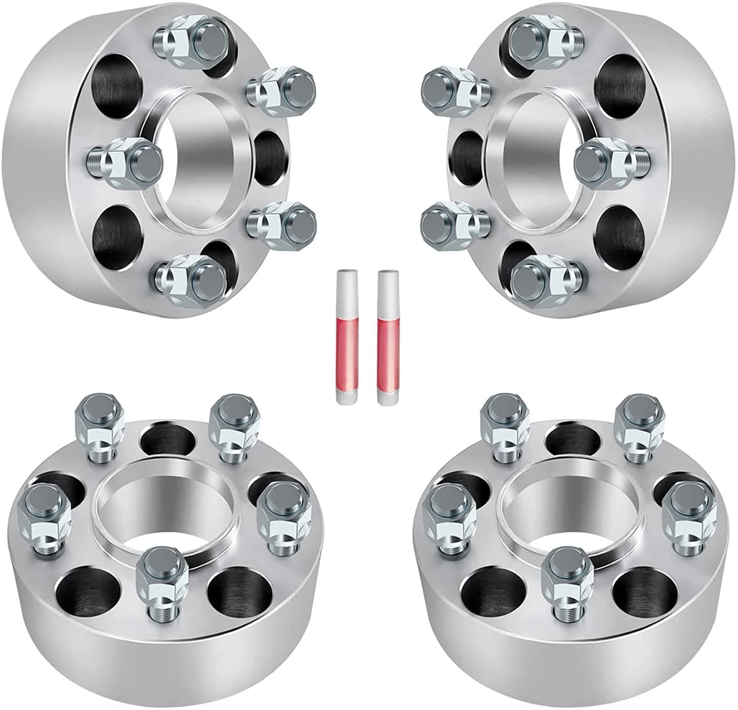GDSMOTU 4Pcs 5x4.5 Wheel Spacers 5 Lugs 2 inch Sliver Hubcentric Wheel Adapters Compatible for Mark 7 1984-1992 for Town Car 1982-2004 70.5mm 1/2 Studs Forged Aluminum Car Spacers